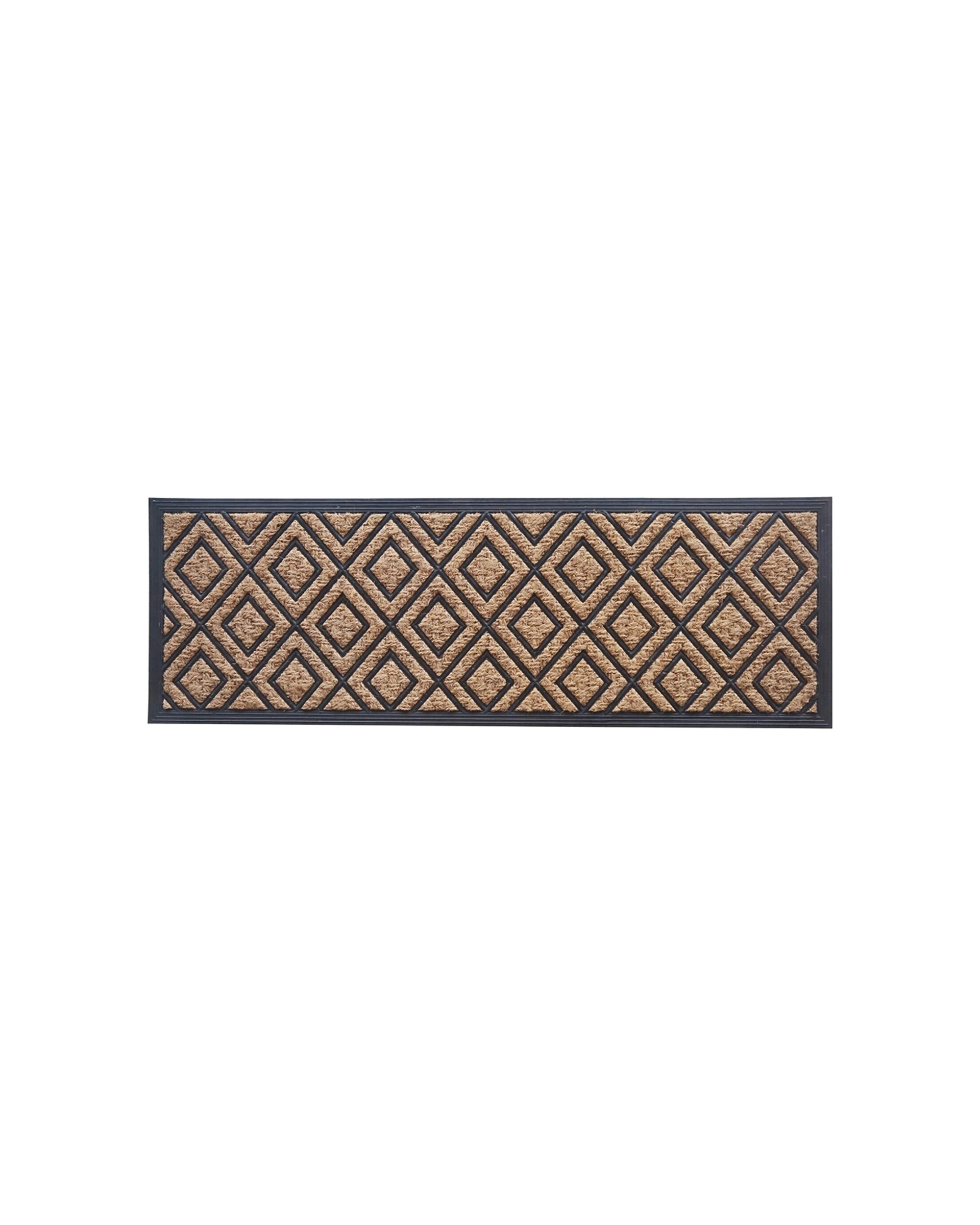 1 Solemate Rubber Coir Yarn Diamond Outdoor Doormat 40x120cm - Multi, 1 of 1