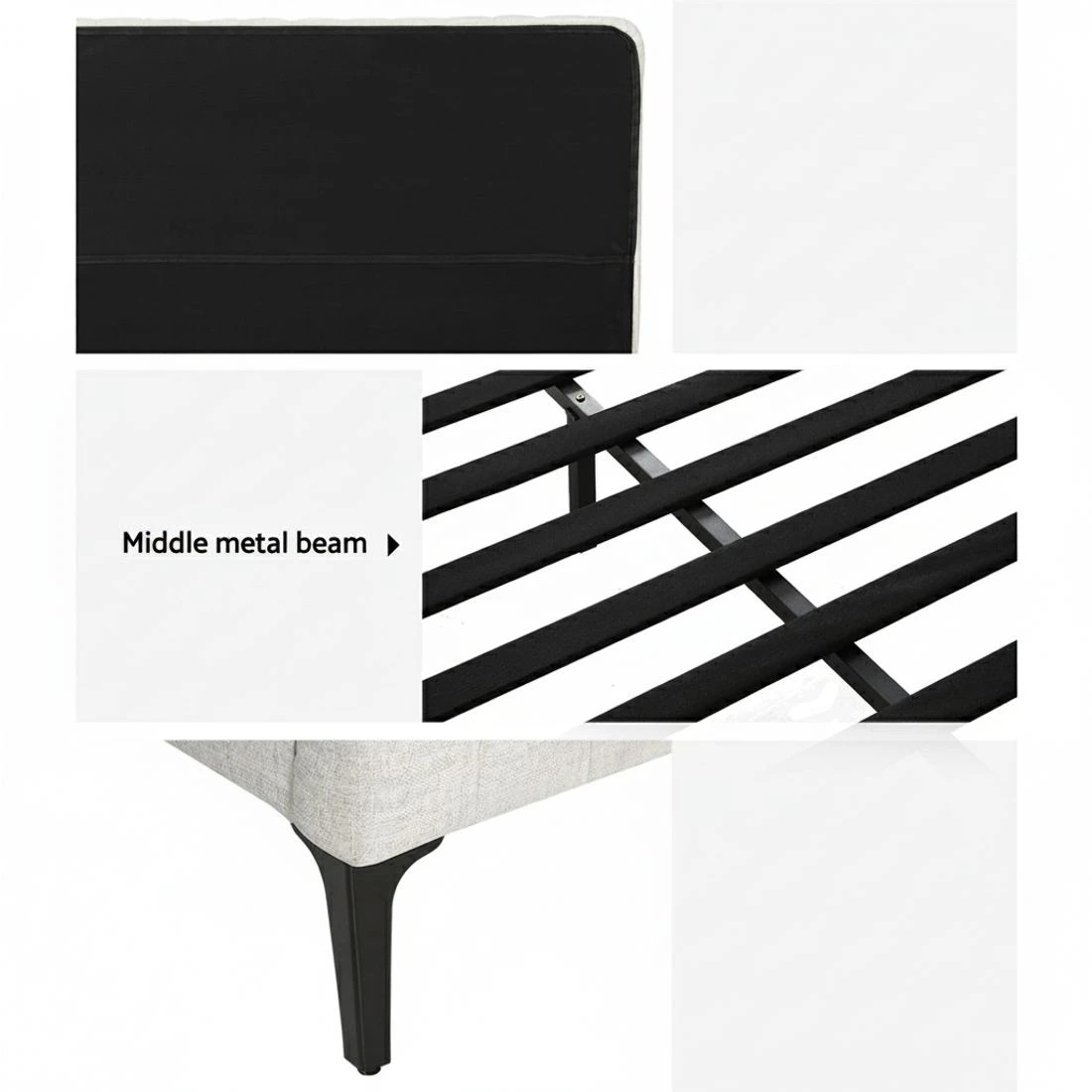6 Artiss Bed Frame King Size  AMMY - Beige, 6 of 7