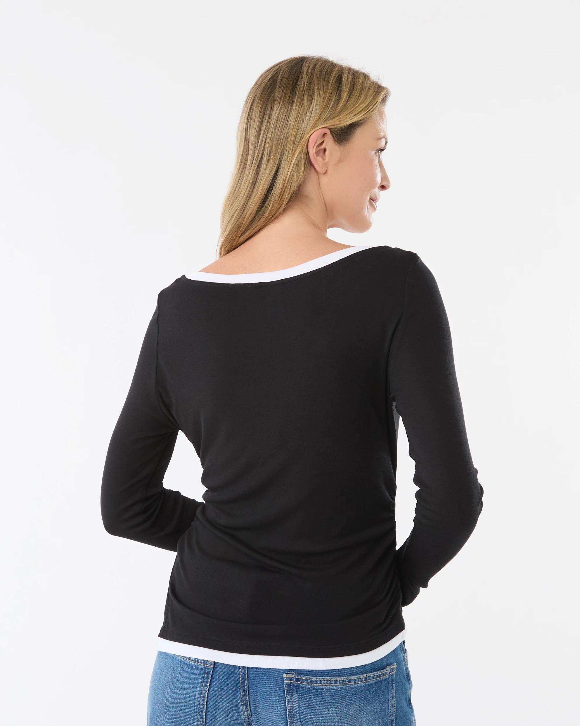 3 Long Sleeve Double Layer Top Black, 3 of 6