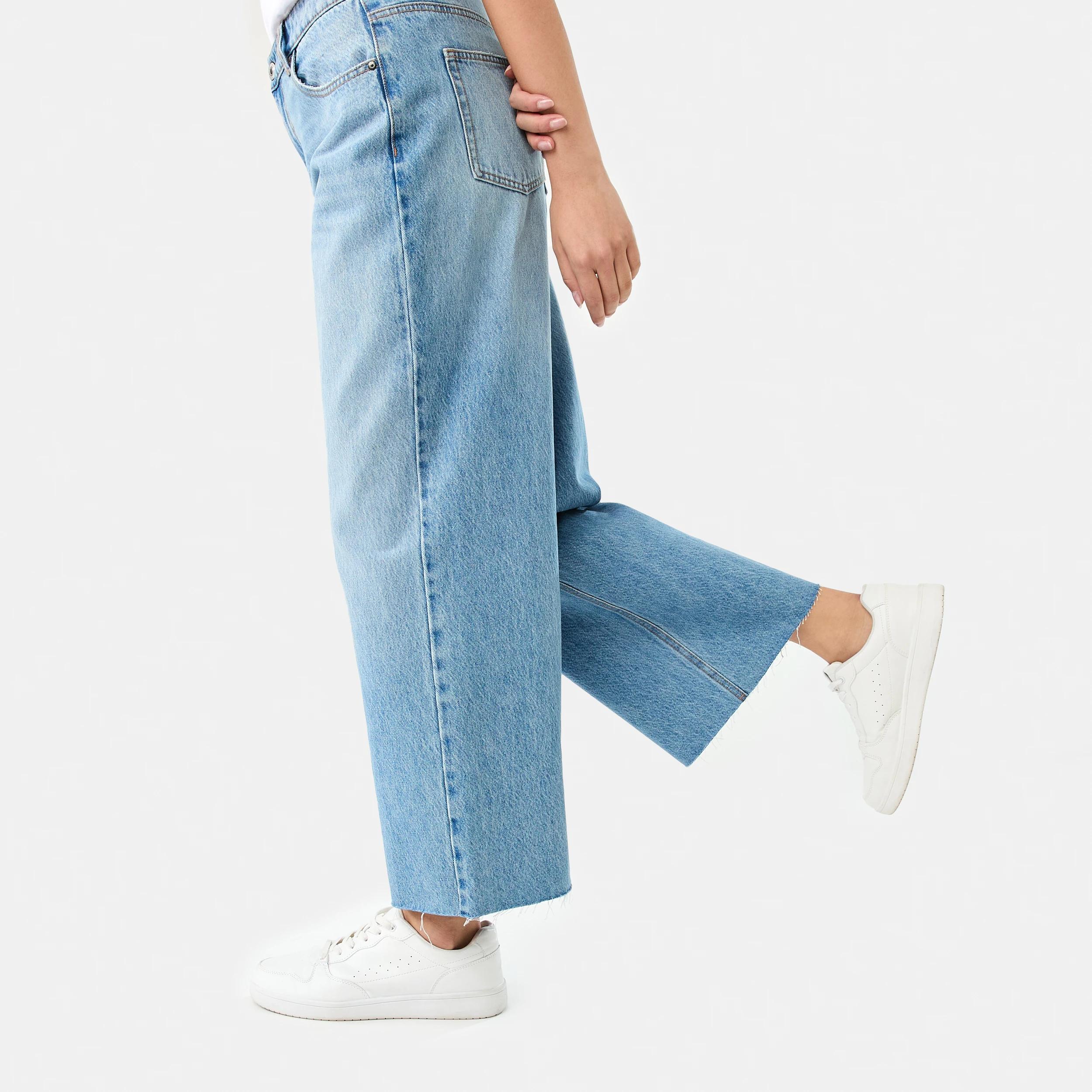 9 Wide Leg Raw Hem Jeans MID WASH, 9 of 9