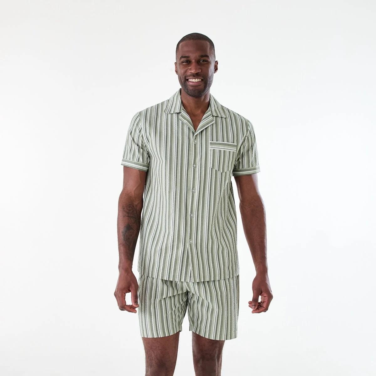 1 Short Sleeve Button Through Pyjama Set CANAL STRIPE, 1 of 8