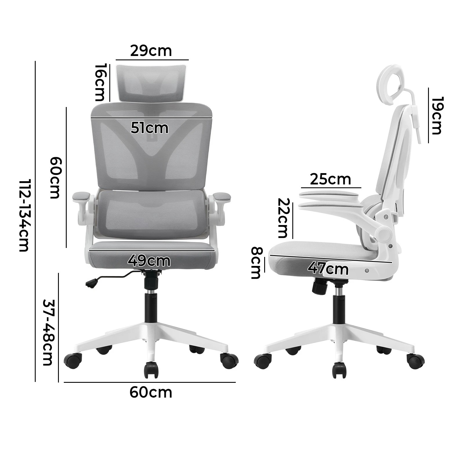 4 Oikiture Mesh Office Chair D-shape
 - White, 4 of 10