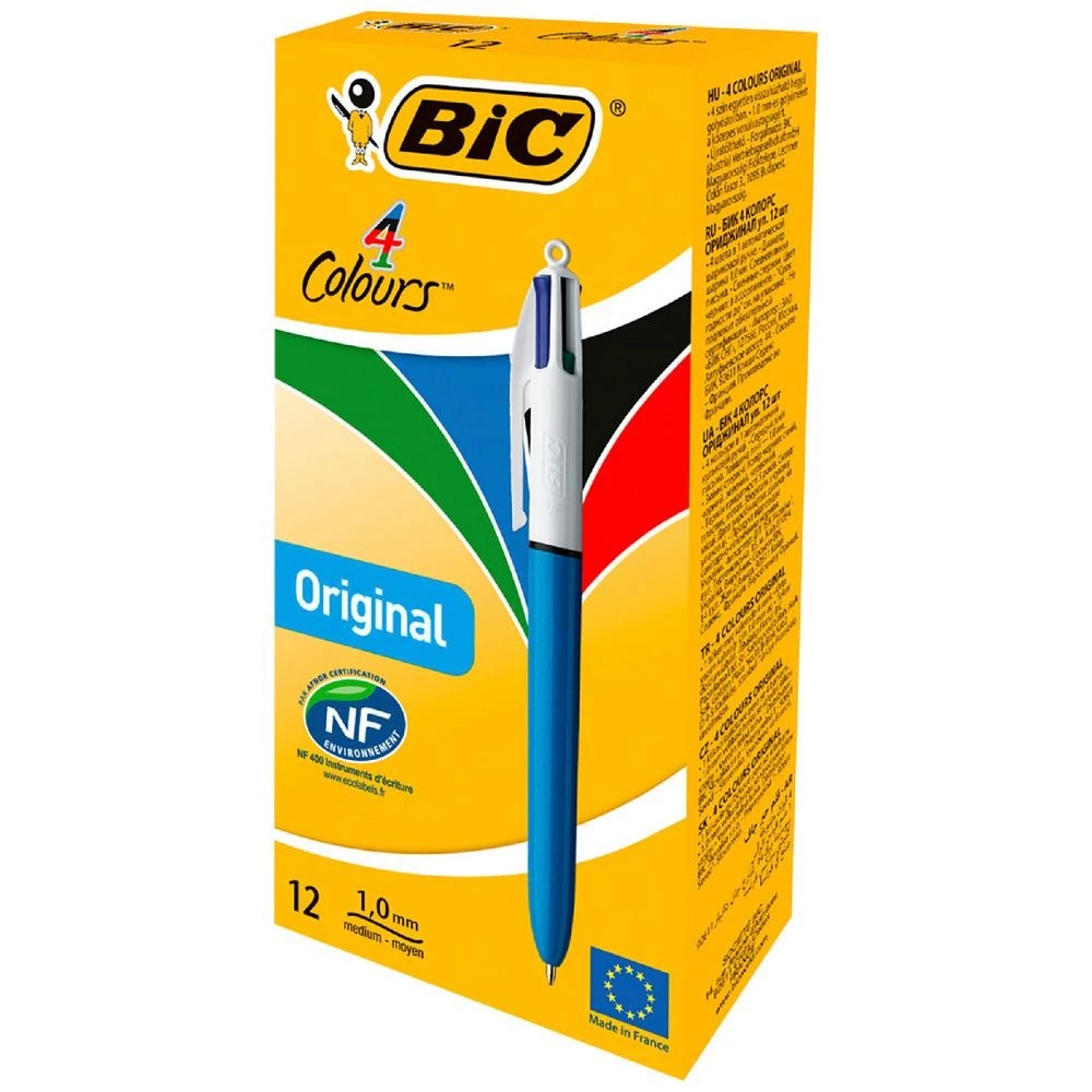 1 BIC 4 Colours Retractable Ballpoint Pens 1mm 12 Pack, 1 of 8