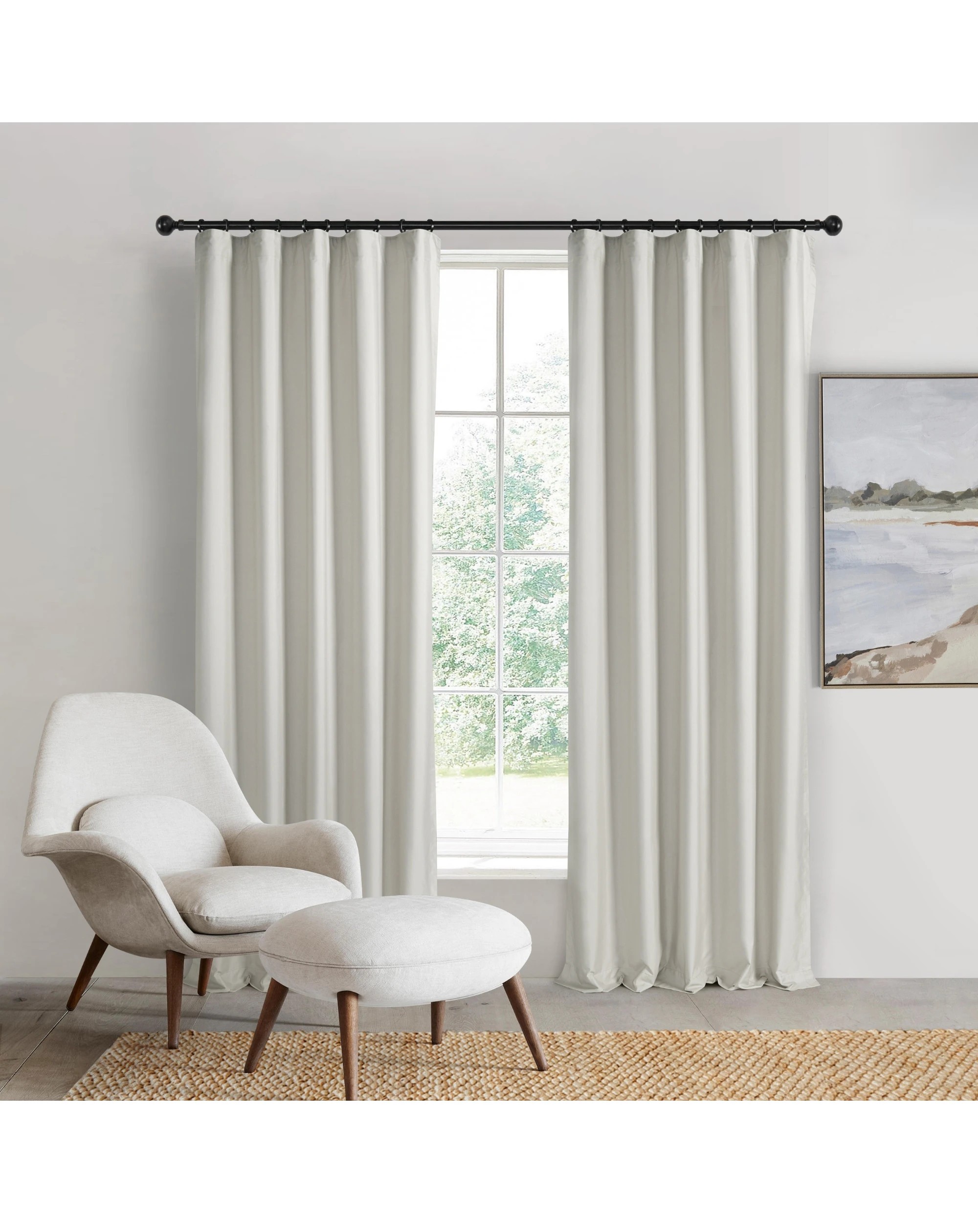 1 Sherwood Home Orlando Blockout Multi Header Curtain Pair 225x223cm - Mist, 1 of 8
