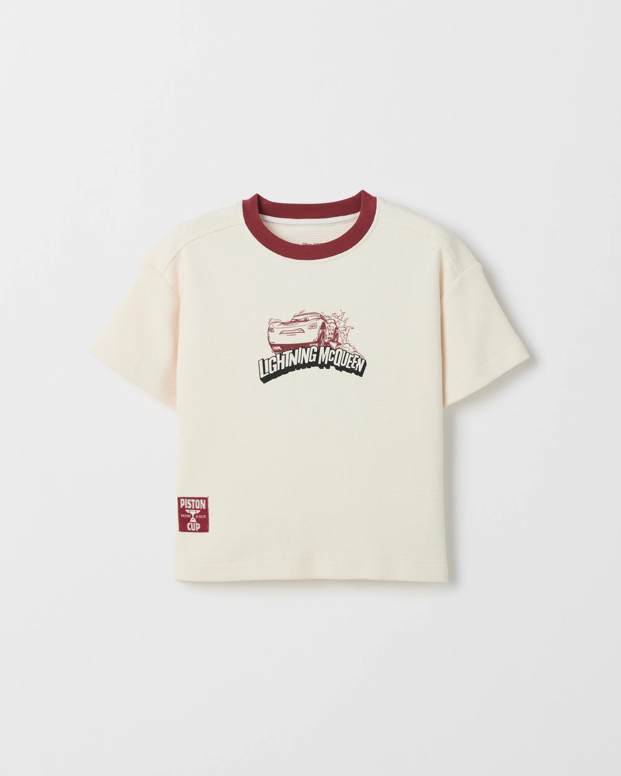 4 Disney Pixar Cars Australian Cotton Waffle T-Shirt CREAM, 4 of 7