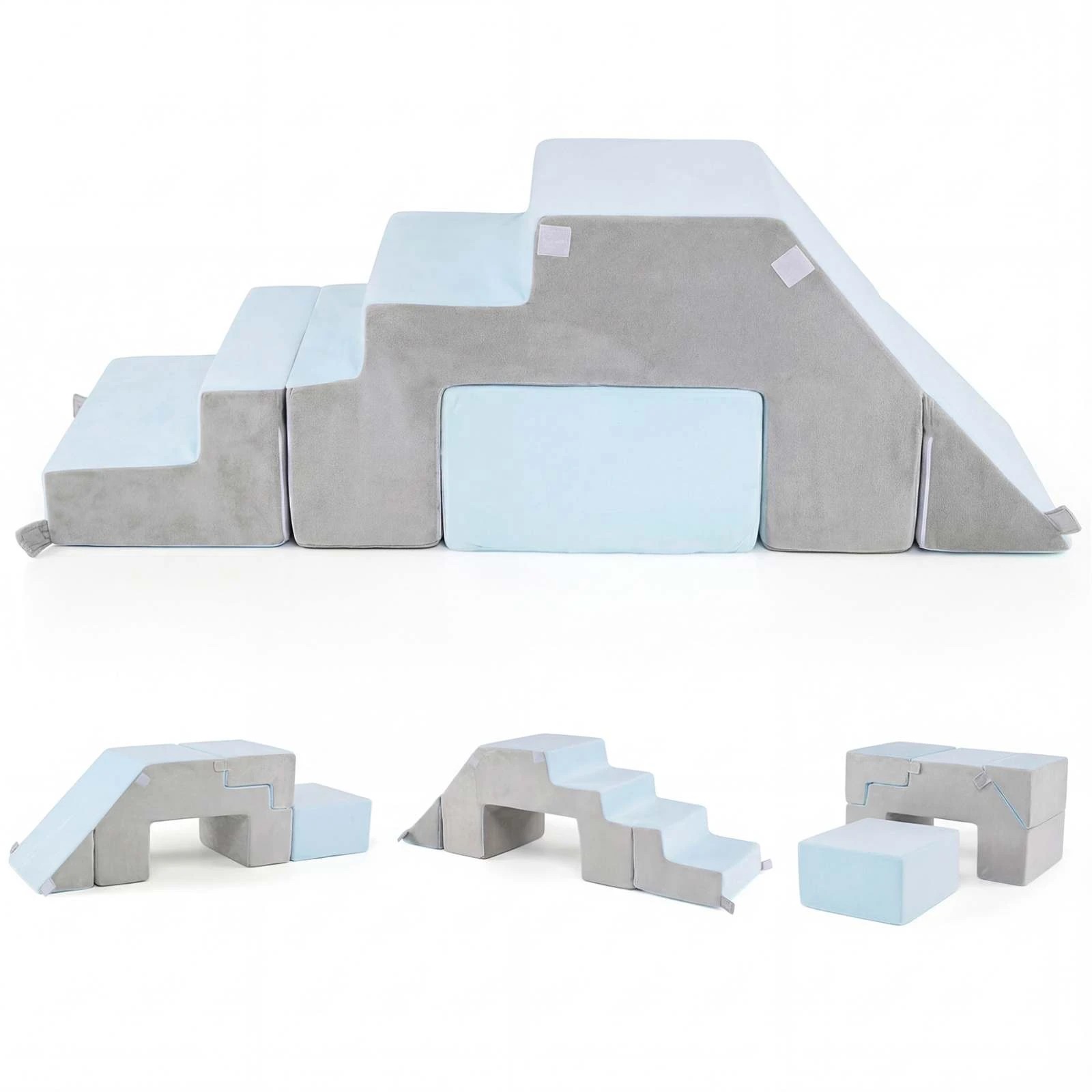 1 Costway 4-in-1 Foam Climbing Blocks Soft Climb Crawl Play Set - Grey, 1 of 3