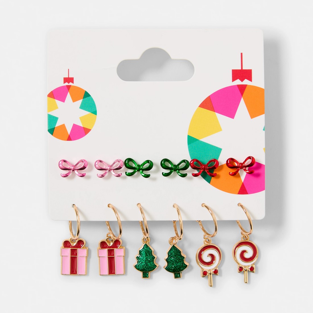 5 6 Pack Christmas Bows Present Earrings - Gold Tone, 5 of 5
