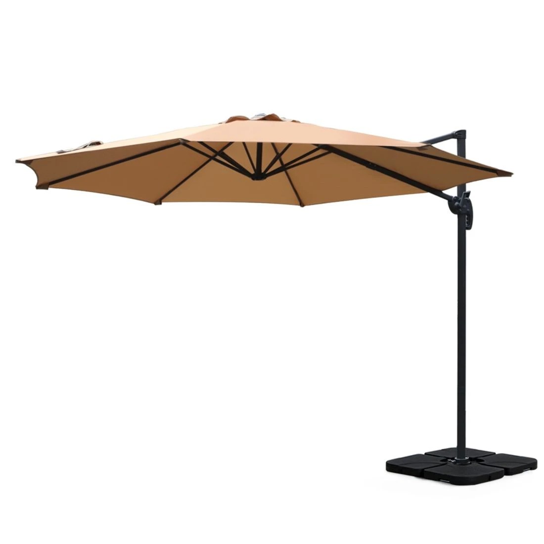1 Instahut 3m Outdoor Umbrella w/Base Cantilever Beach Roma 360 Degree Tilt - White, 1 of 5