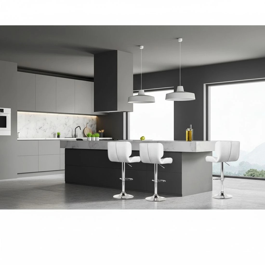 6 Artiss 2x Bar Stools Gas Lift Leather Padded - White, 6 of 7