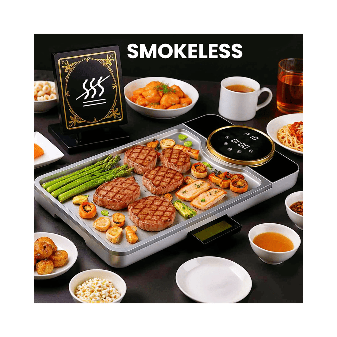 5 Advwin Electric Grill Pan, Electric Hot Plate With Lcd Touchscreen, Non-stick Griddle Plate For Family, 5 of 7