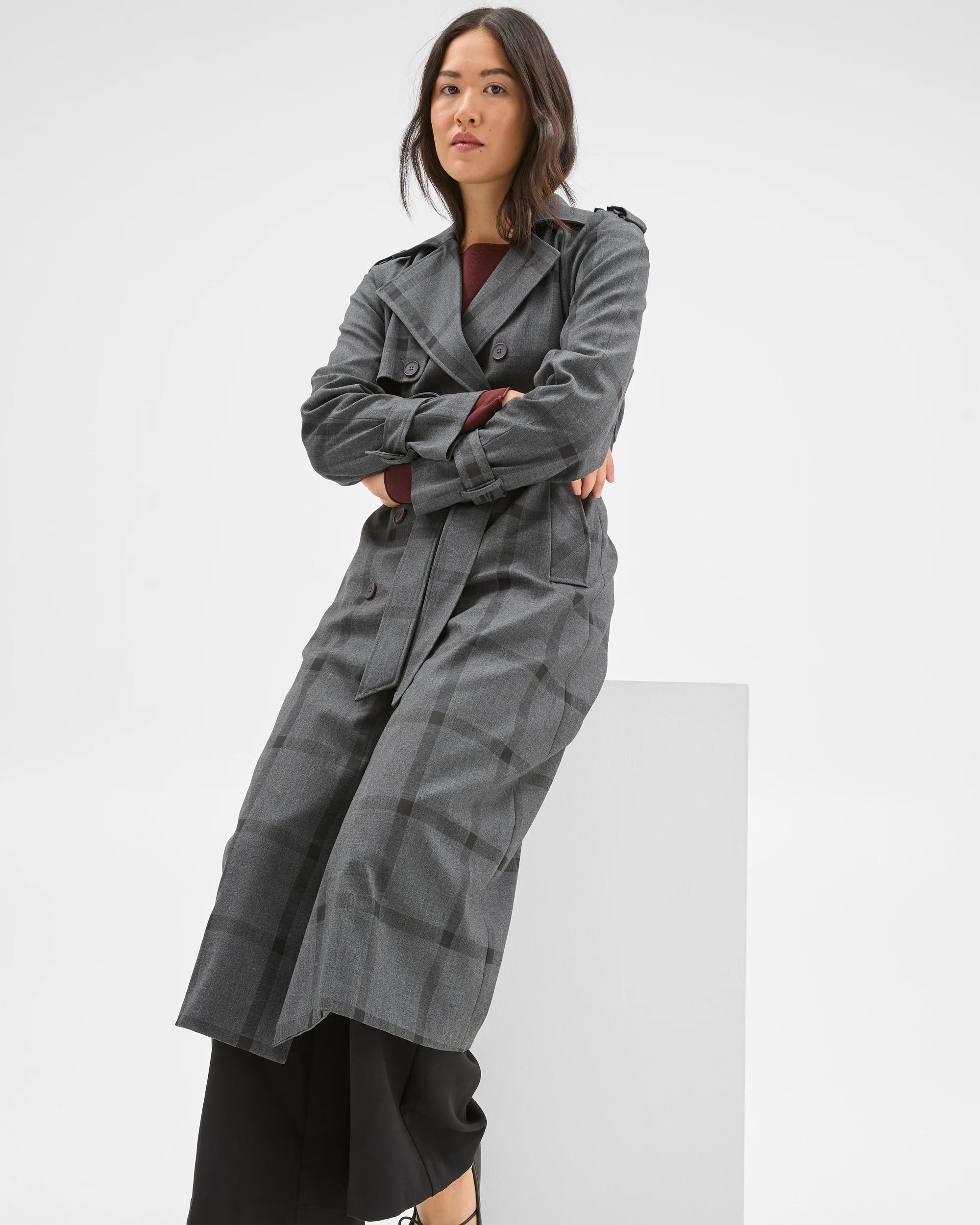 1 Preview Classic Check Trench Coat CHARCOAL CHECK, 1 of 7