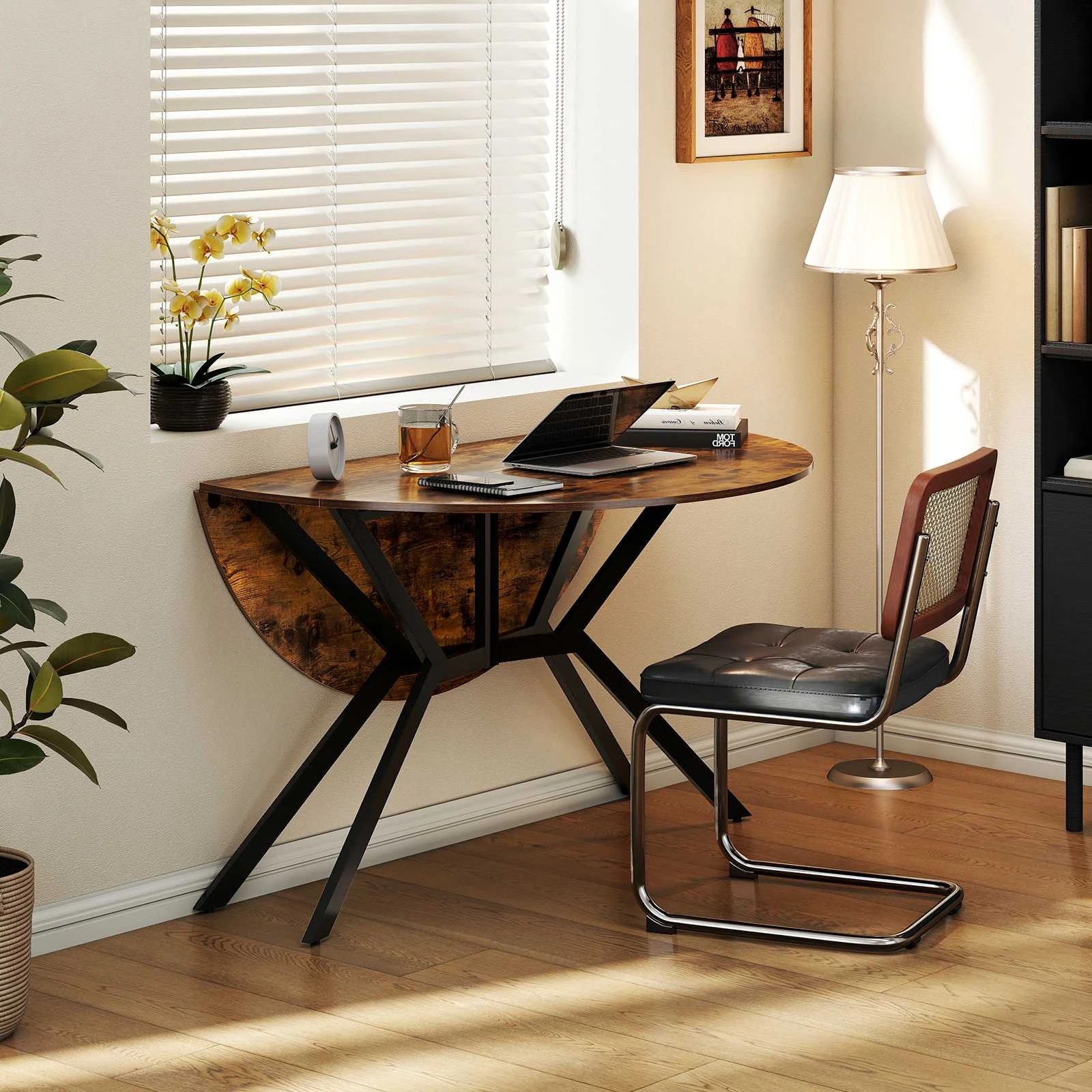 2 Costway Folding Dining Table Extendable Round Kitchen Coffee Table, 2 of 4