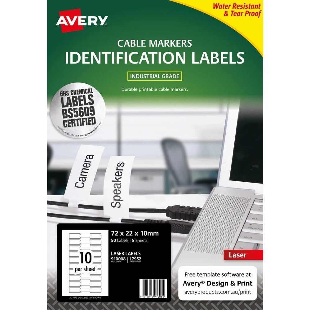 2 Avery 10UP Laser Printable Cable Markers 5 Sheets, 2 of 2