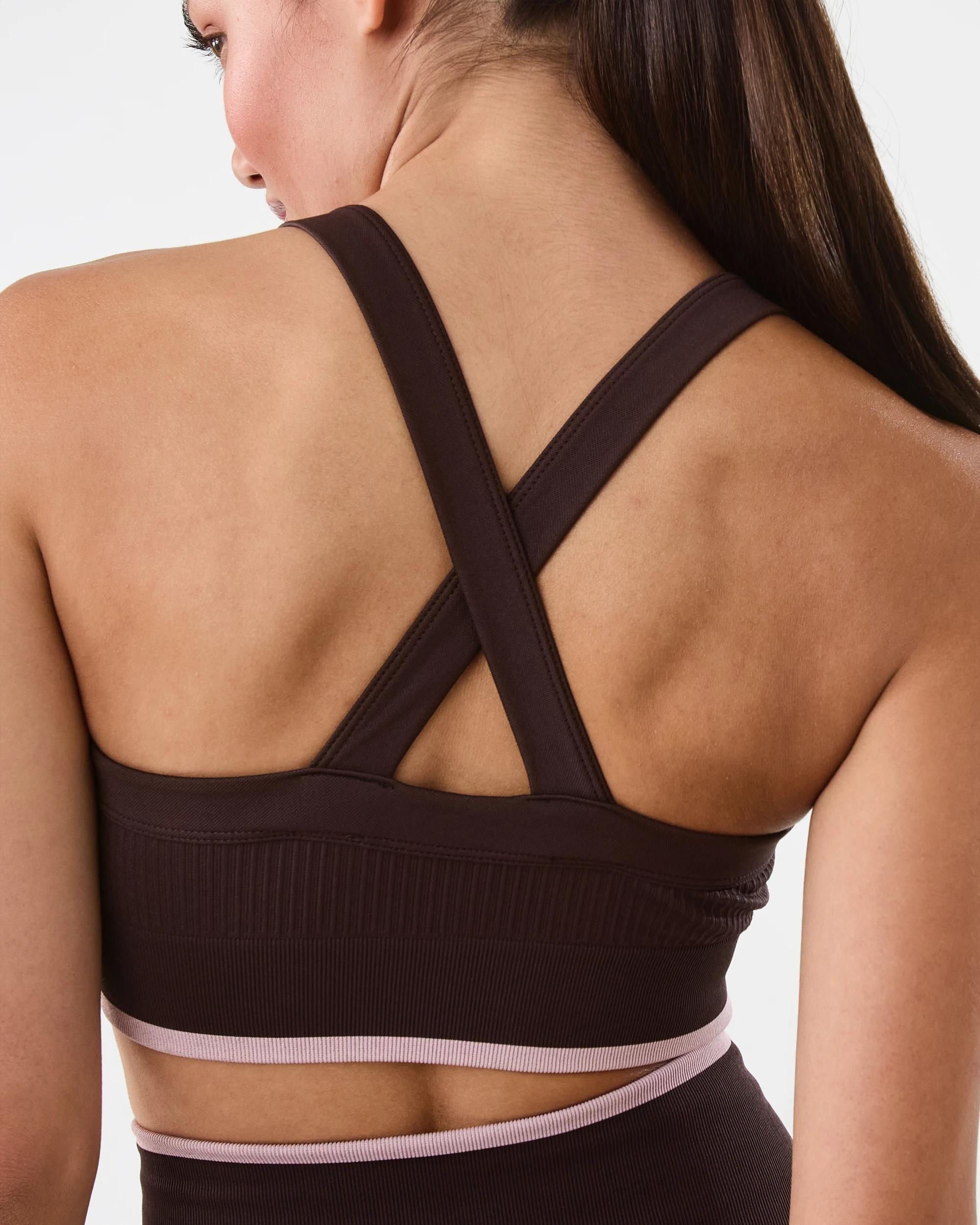 8 Everlast Womens Cross Back Seam Free Crop Top Coffee, 8 of 9