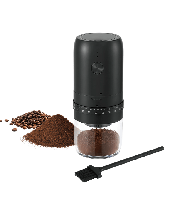 Devanti Portable Electric Coffee Grinder USB-C Rechargeable Spice Mill with 40 Settings Home Office - Black