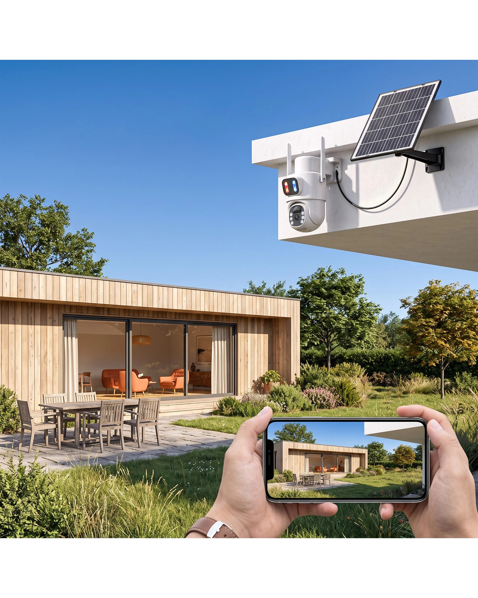 5 Advwin Solar Security Camera Outdoor WiFi 2K PIR Night Vision 2-Pack - White, 5 of 7