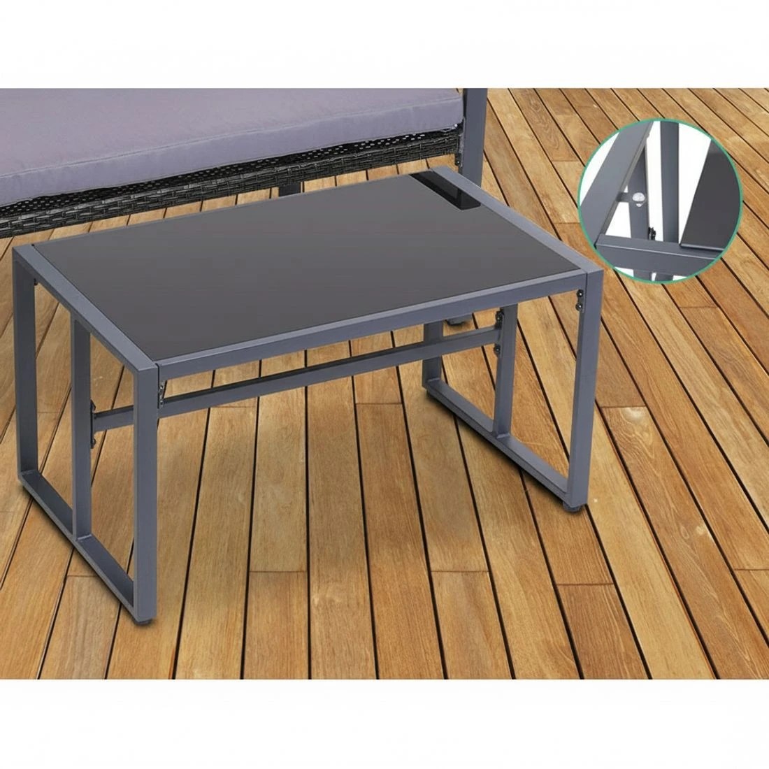 4 Gardeon 4 PCS Outdoor Sofa Set Rattan Furniture Glass Top Table Chairs - Black, 4 of 6