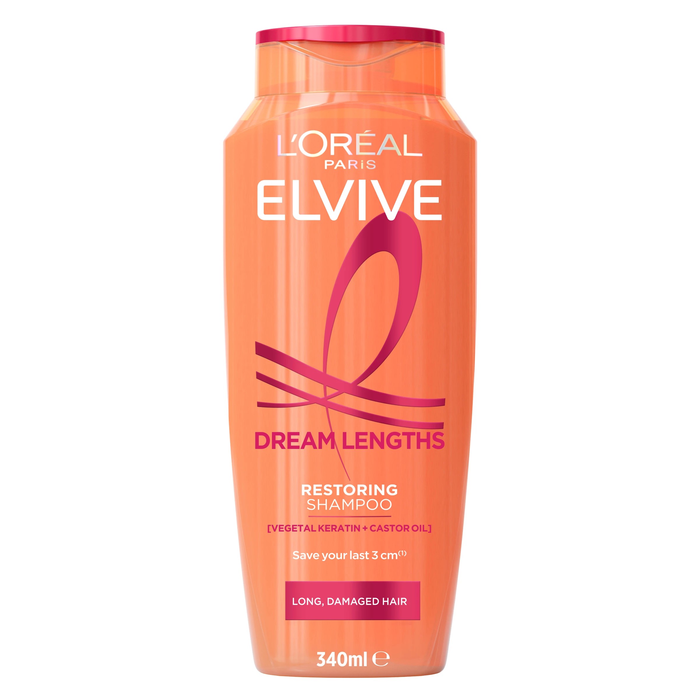 1 L'Oreal Paris Elvive Dream Lengths Restoring Shampoo 340ml - Vegetal Keratin and Castor Oil, 1 of 6