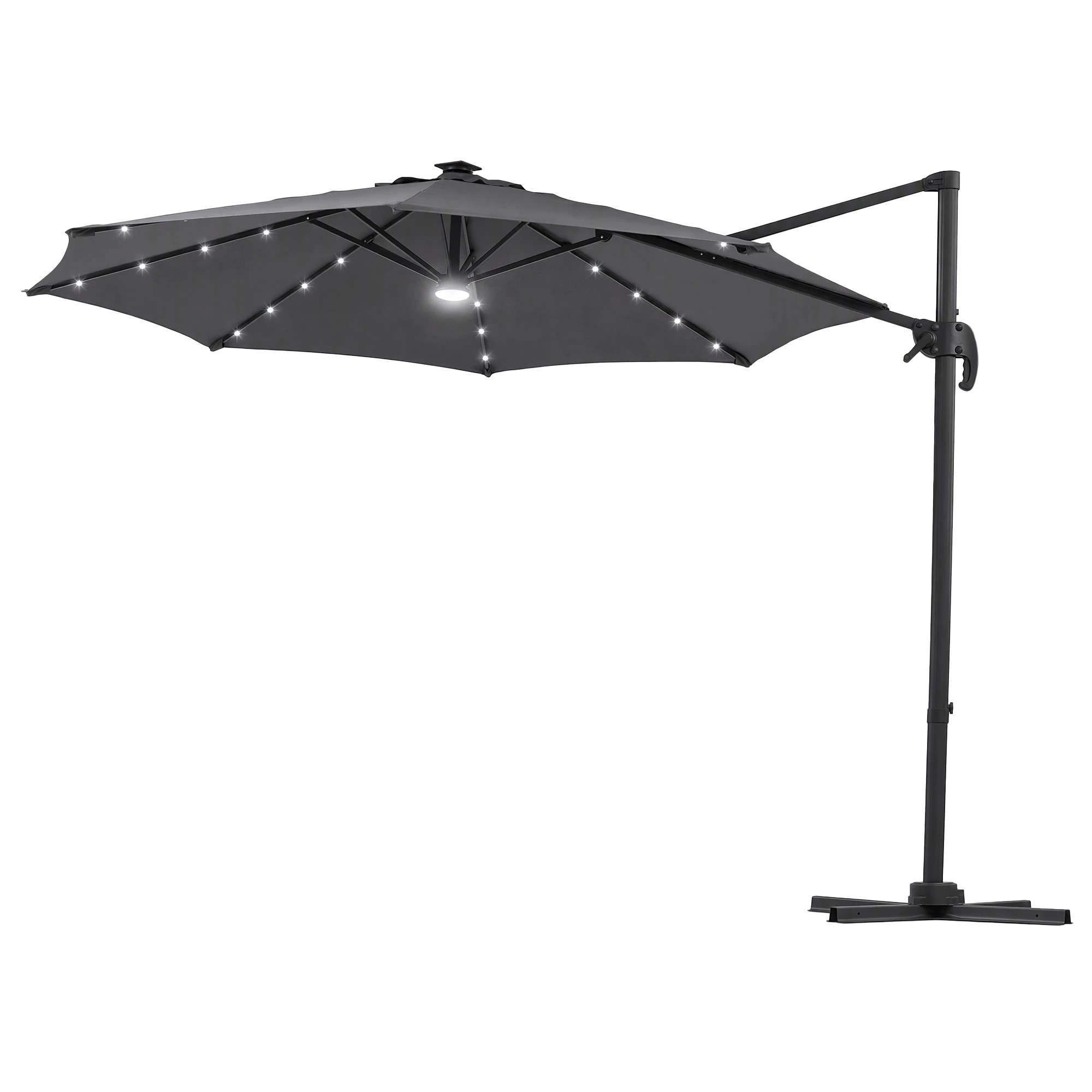 1 Instahut Outdoor Umbrella 3m Solar LED Offset Cantilever Patio Parasol - Charcoal, 1 of 10
