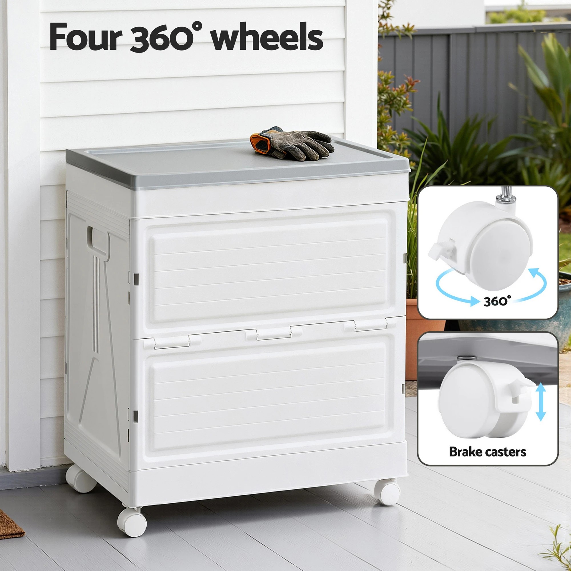 4 Gardeon 159L Outdoor Storage Box Stackable Cupboard Camping Organizer - Beige, 4 of 6