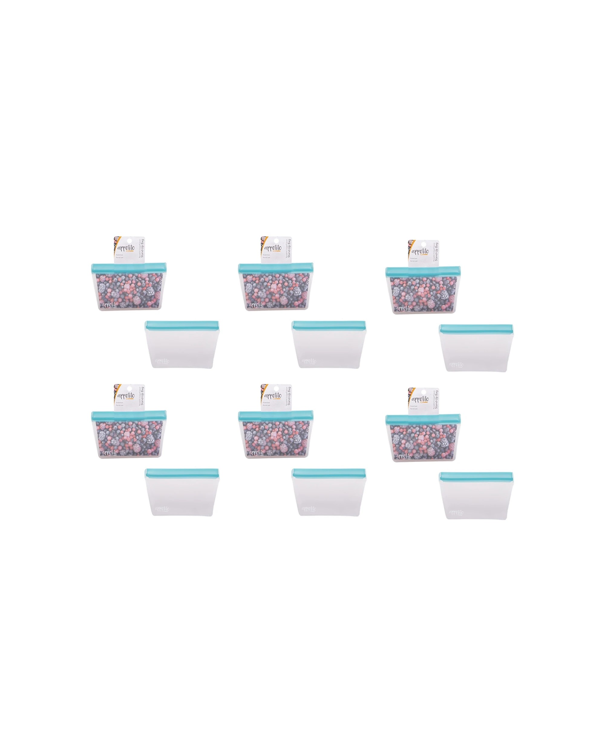 1 Appetito 6PK 2 Cup 500ml Reusable Fridge Freezer Stand Up Bag - Blue, 1 of 4
