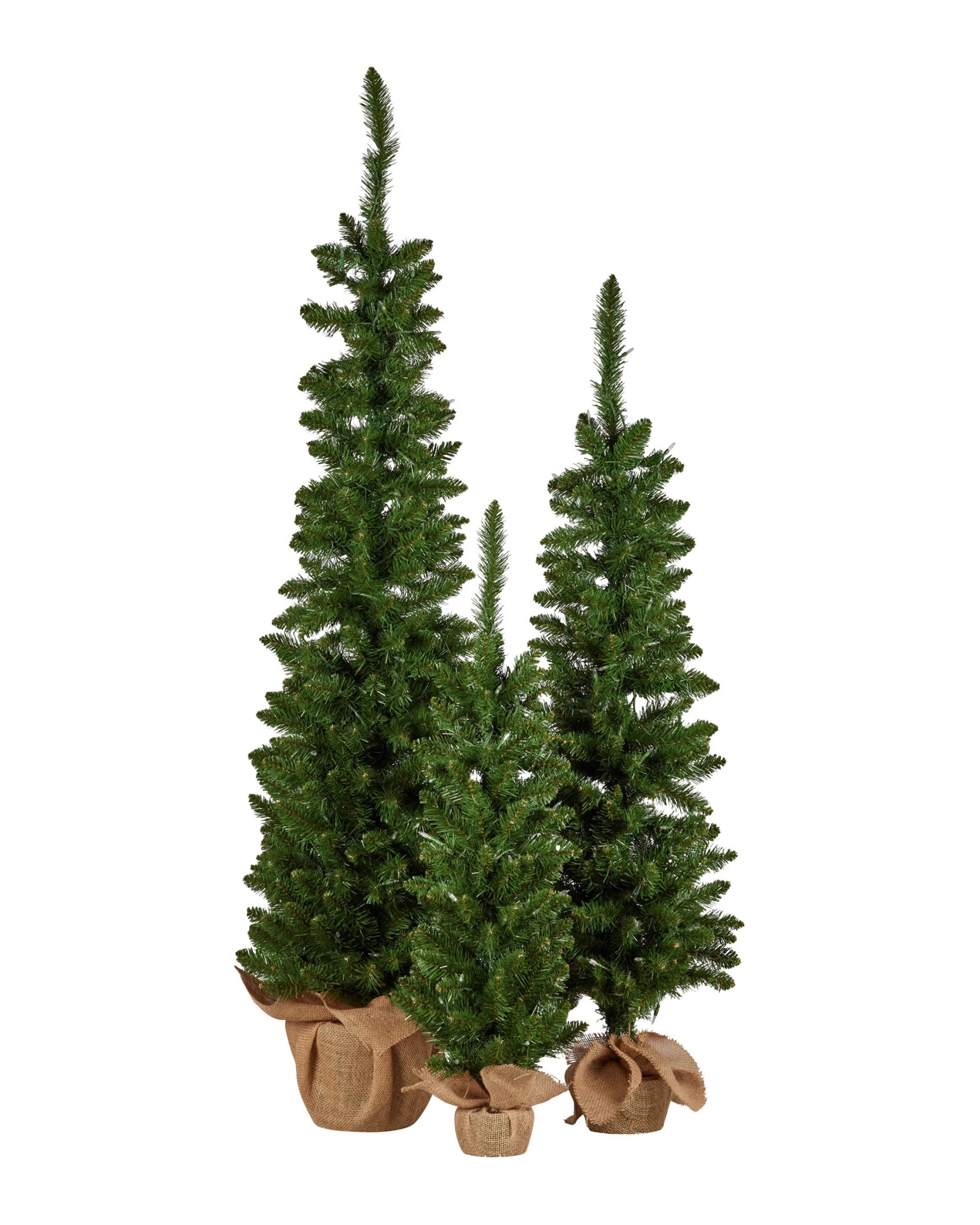 2 Christabelle Set Of 3 Pre-lit Christmas Trees Green Pine Led Lights Hessian Base Individual Plugs Varying Heights, 2 of 9