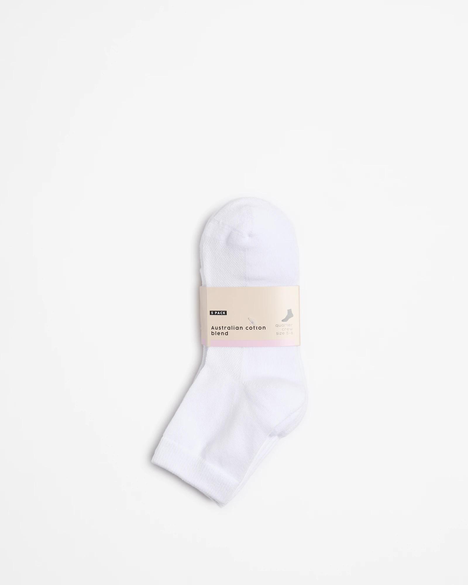 3 Target Womens Australian Cotton Blend Quarter Crew Socks 5 Pack WHITE, 3 of 3