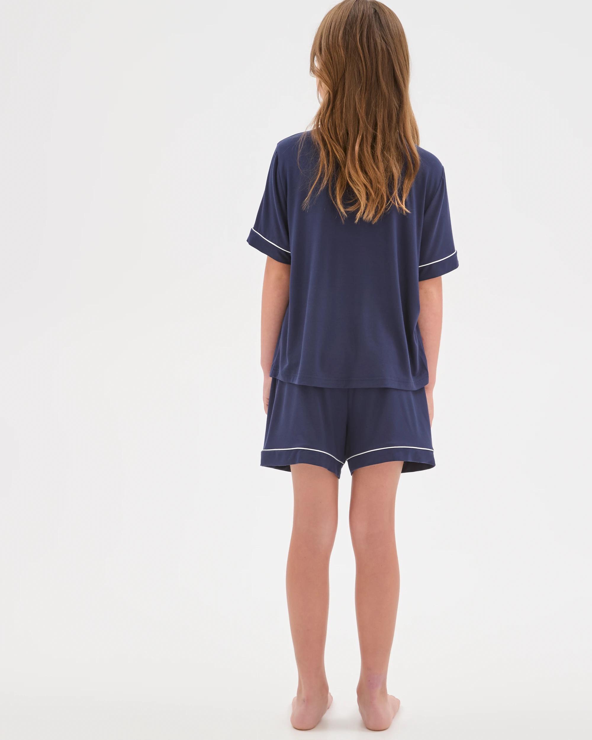 4 Target Kids Older Girls Bamboo Rich Button Through Pyjama Set NAVY, 4 of 7