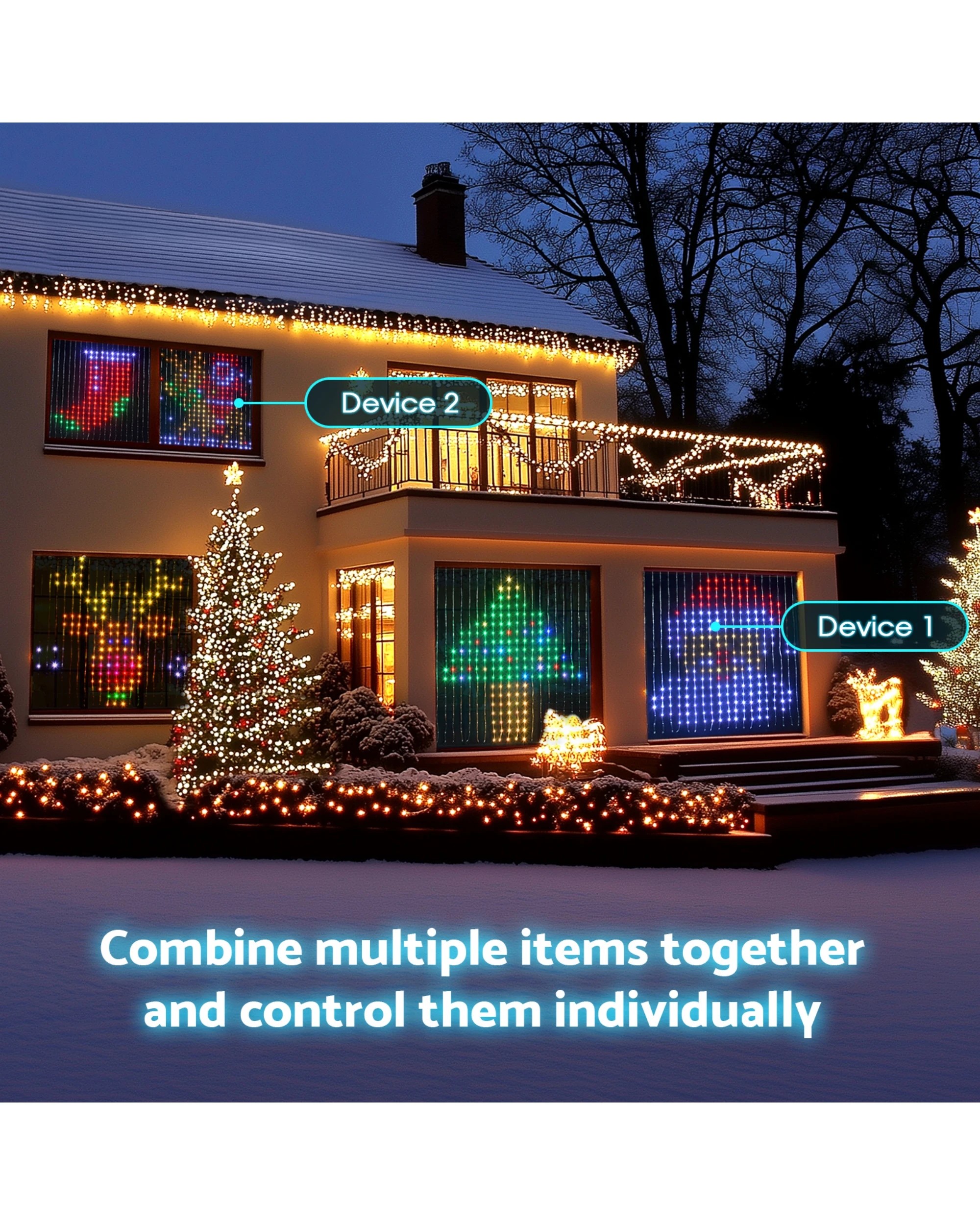 2 Advwin 2m x 2m Smart Curtain Lights 400 LED, 2 of 3