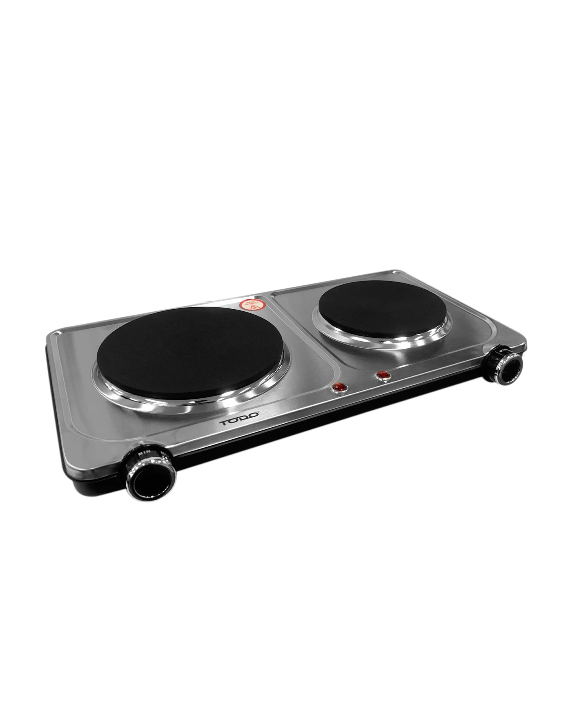 2 TODO 2250W Twin Hotplate Electric Cooktop Dual Plate Stainless Steel, 2 of 6