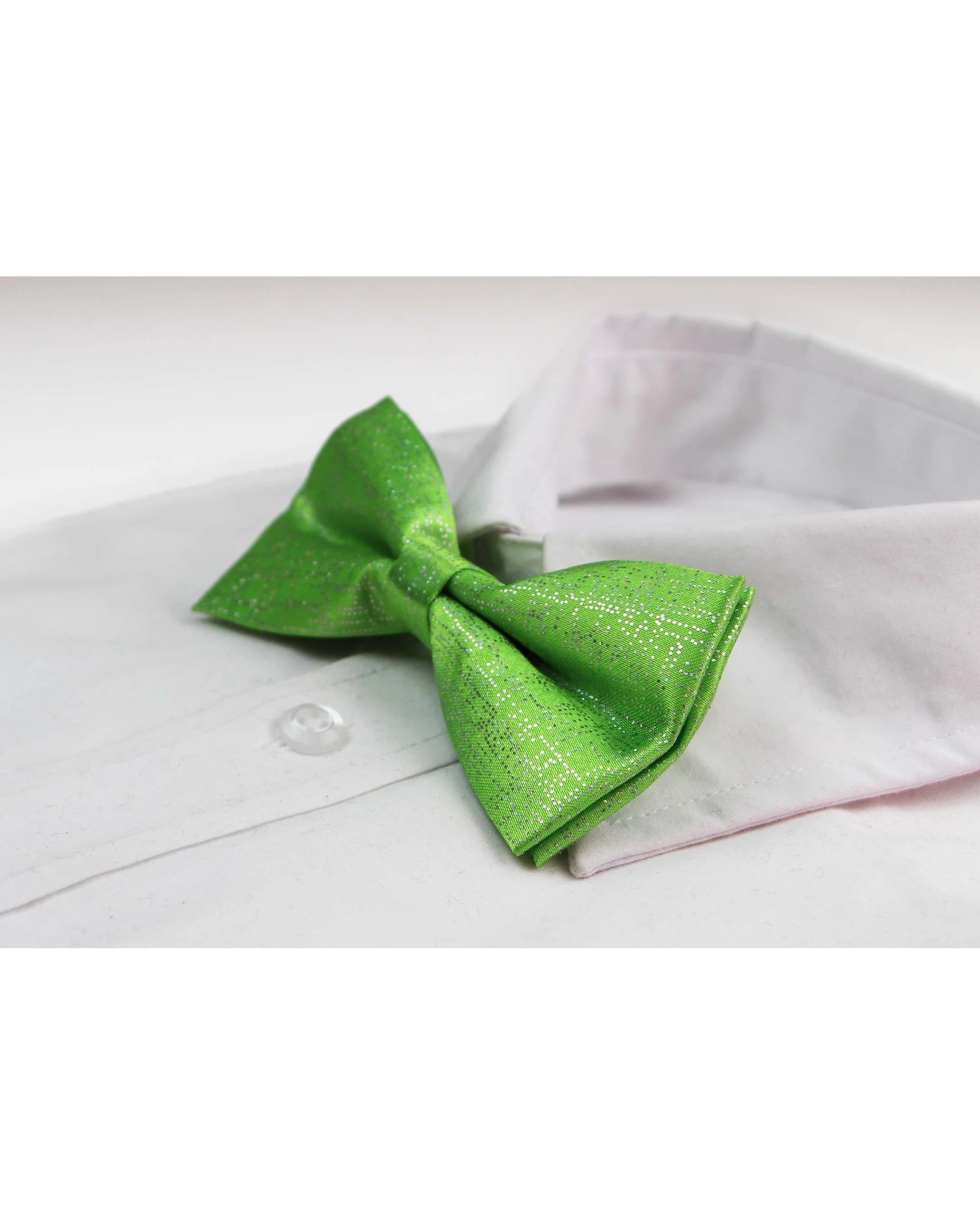 1 Zasel Mens Light Green Sparkly Glitter Patterned Bow Tie, 1 of 2