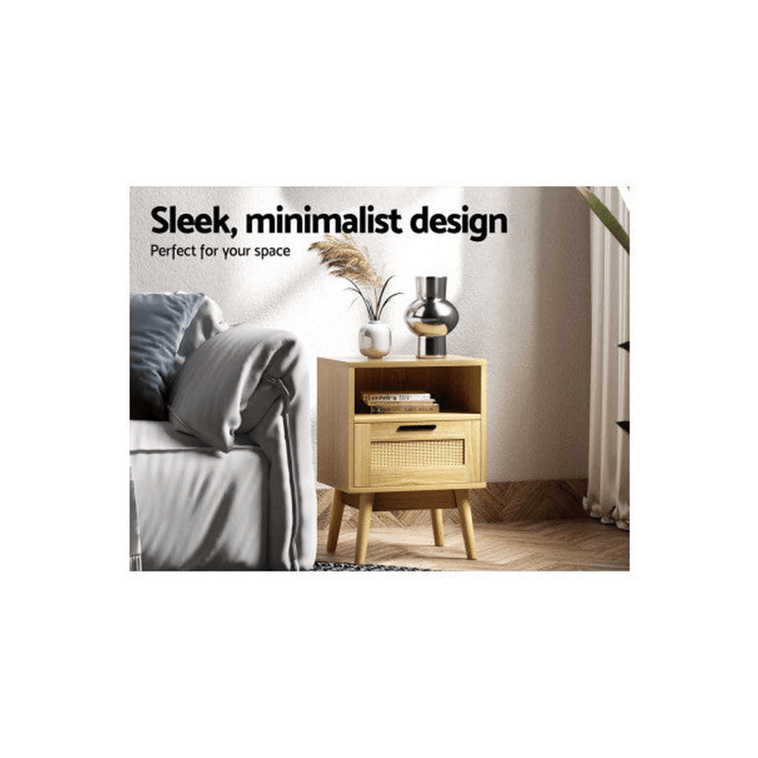 5 Artiss Rattan Bedside Table - Natural, 5 of 7