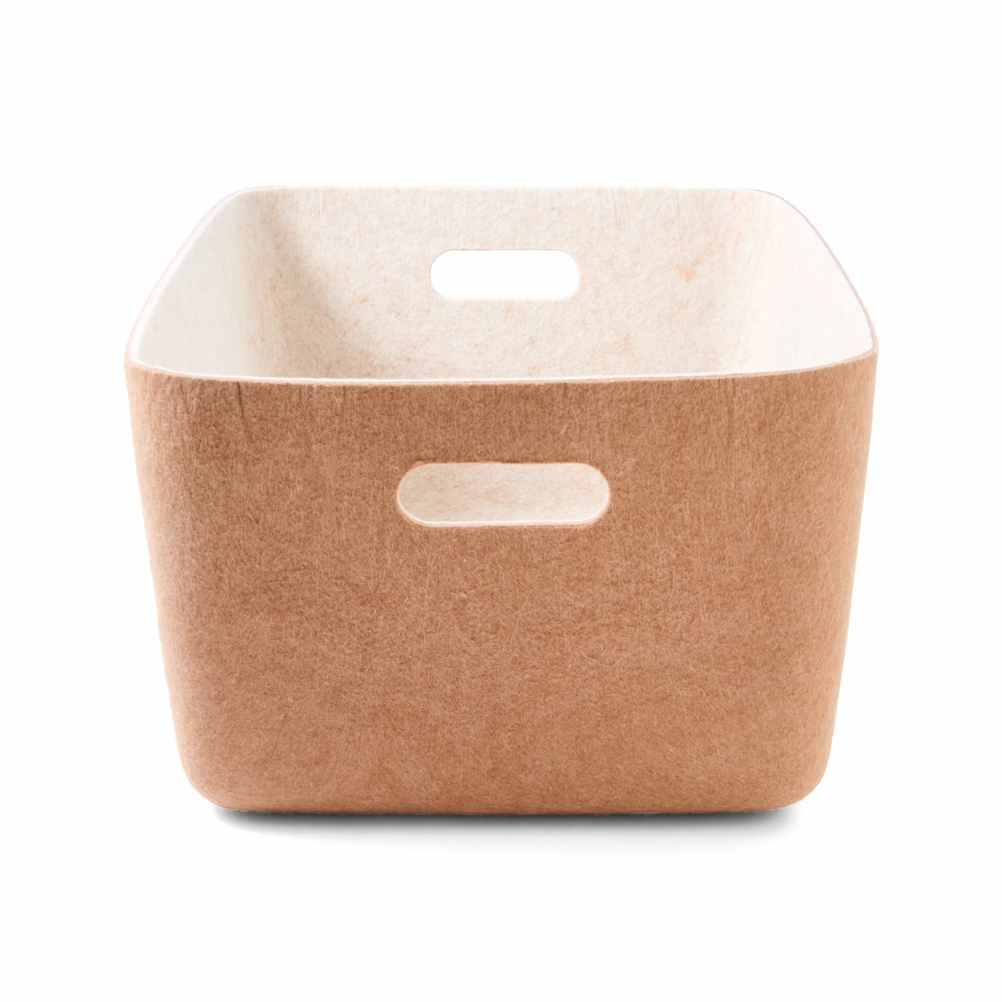6 Two Tone Flat Felt Basket - Beige, 6 of 8