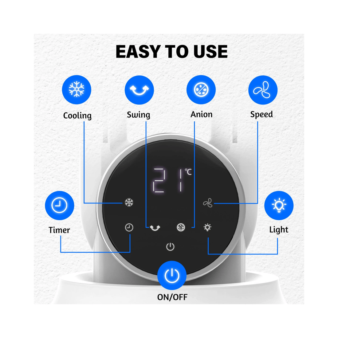 1 Advwin Bladeless Fan, 2.5l Evaporative Air Cooler With 3 Speeds, Remote Control, Night Light, Electric Purifying Fan, 1 of 5