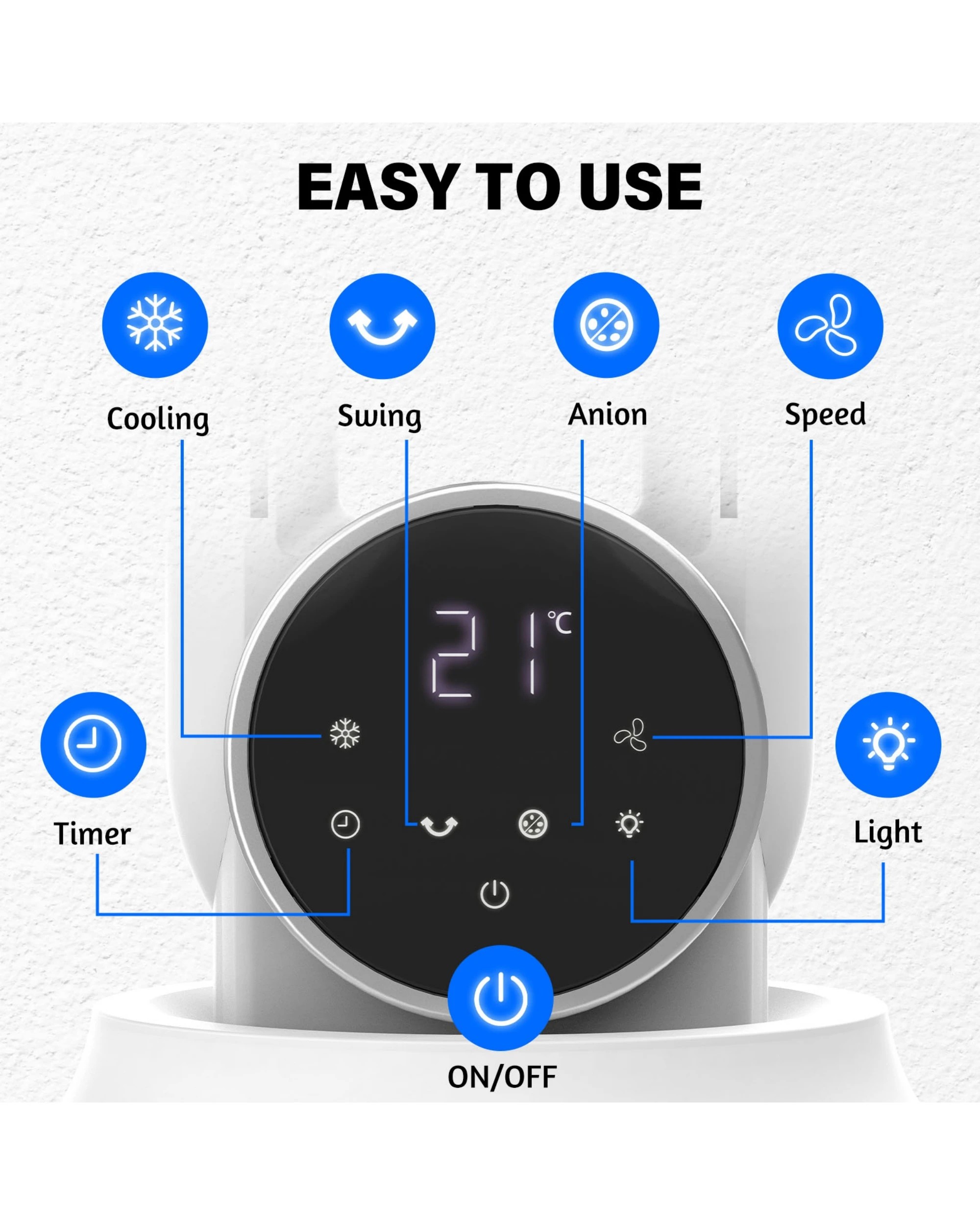 2 Advwin Bladeless Fan, 2.5l Evaporative Air Cooler With 3 Speeds, Remote Control, Night Light, Electric Purifying Fan, 2 of 7