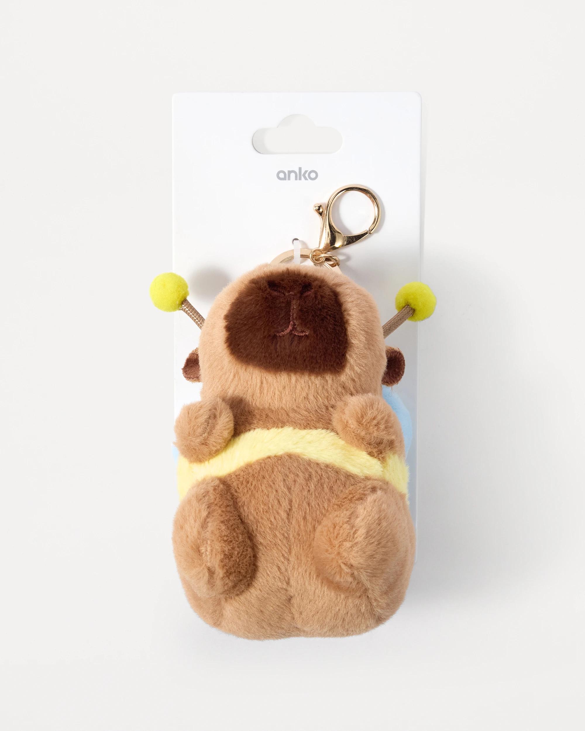 4 Bee Capybara Charm Keyring - Brown and Gold Tone Brown, 4 of 4