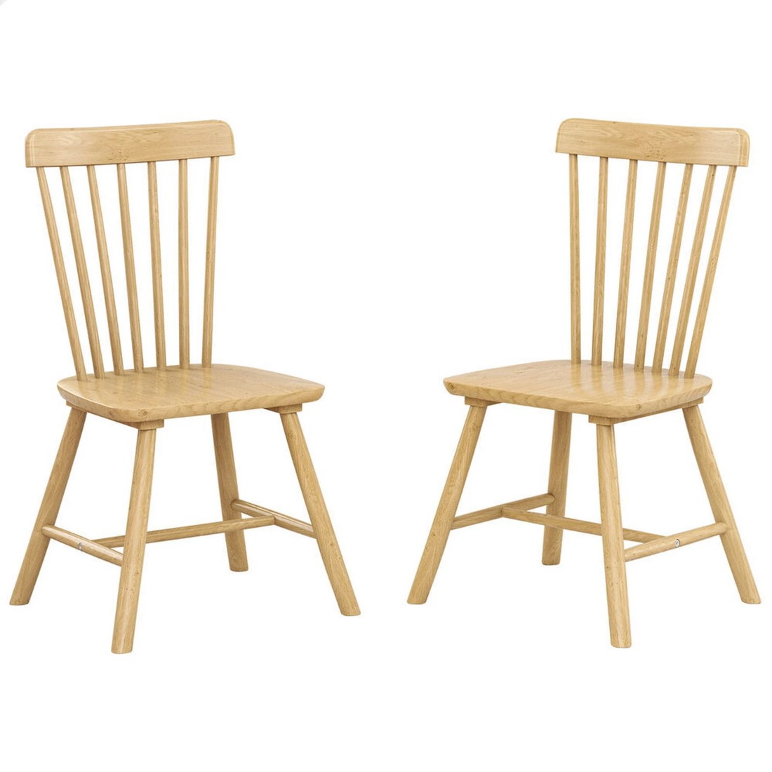 1 Alfordson 2x Dining Chairs Kitchen Lounge Cafe Retro Solid Wood Modern - Oak, 1 of 10