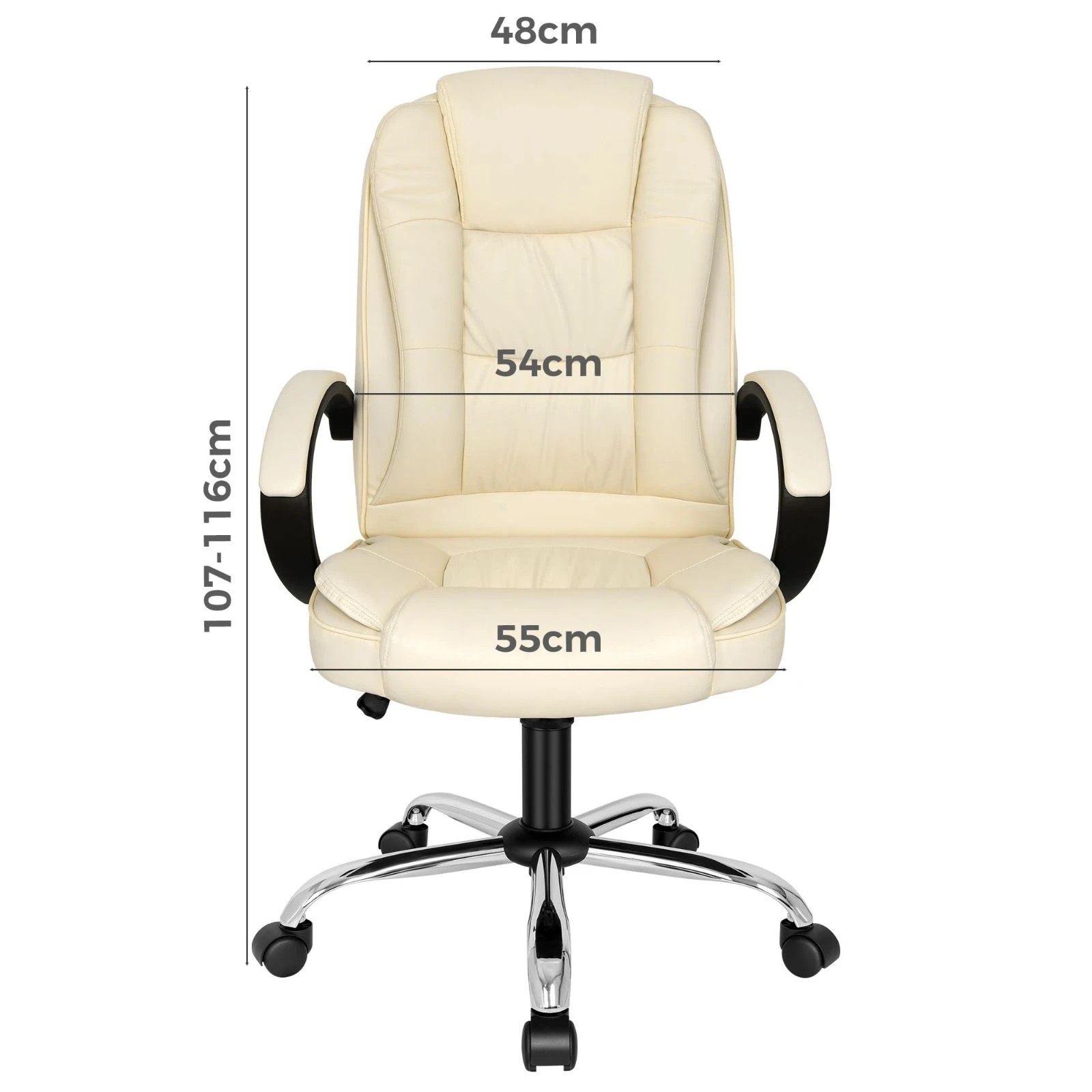 3 Alfordson Office Chair Executive Gaming Computer Racer PU Leather Seat - Beige, 3 of 10