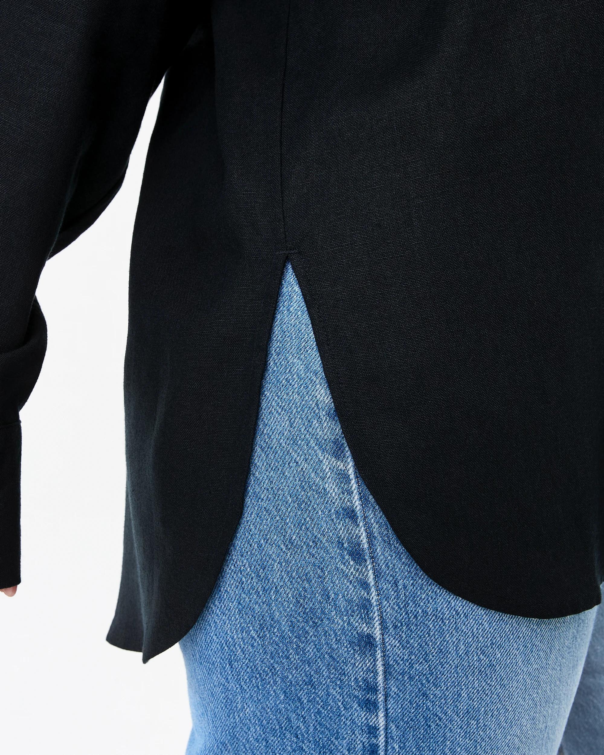 8 Long Sleeve Oversized Linen Blend Shirt Black, 8 of 8