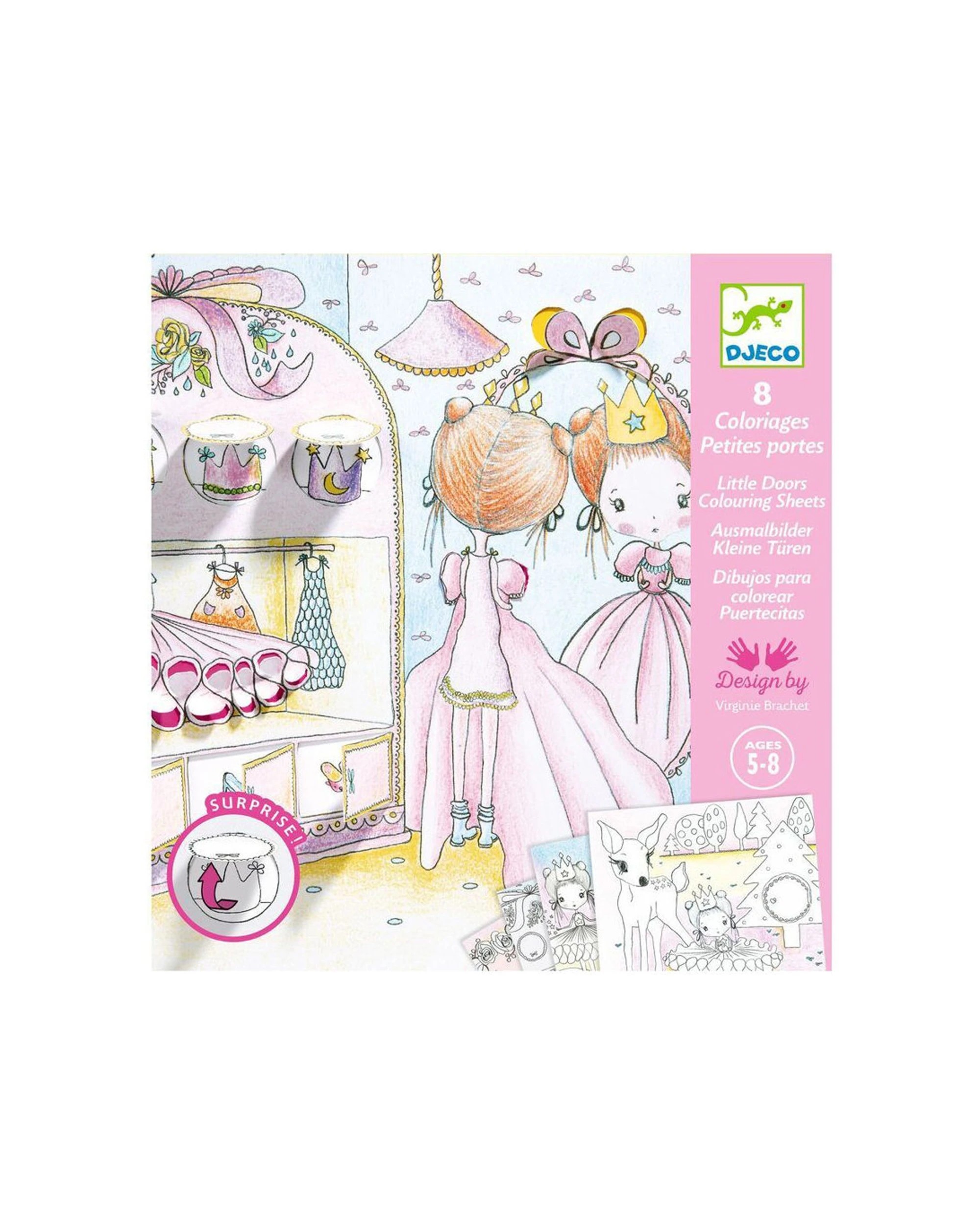 Djeco Pupis Little Doors Colouring Surprise Kit Kids Art Sheets - Multi ...