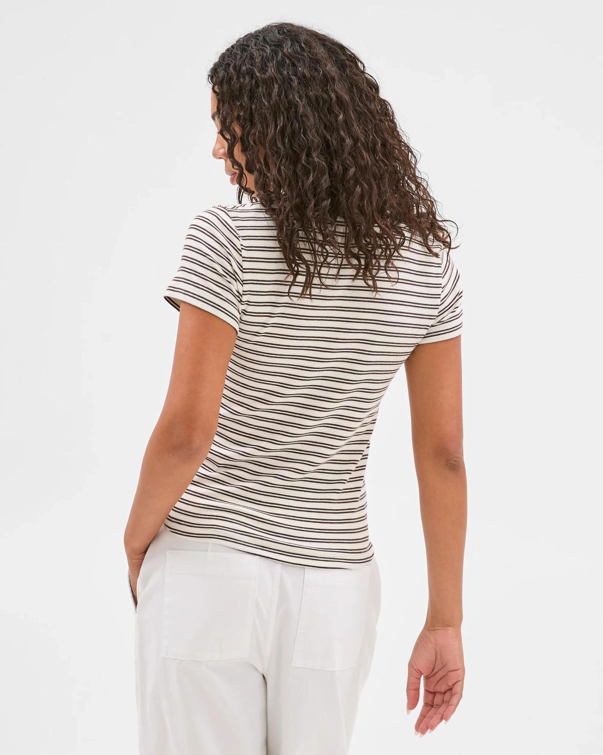 5 Target Australian Cotton Blend Stretch T-Shirt CLOUD DANCER/BRUNETTE STRIPE, 5 of 6