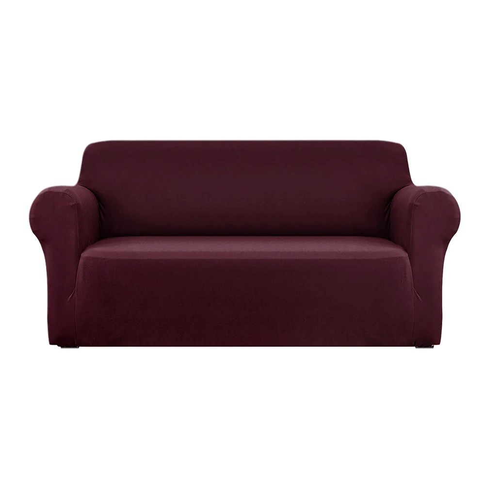 1 Artiss Sofa Cover Couch Covers 3 Seater Stretch Burgundy - Red, 1 of 7