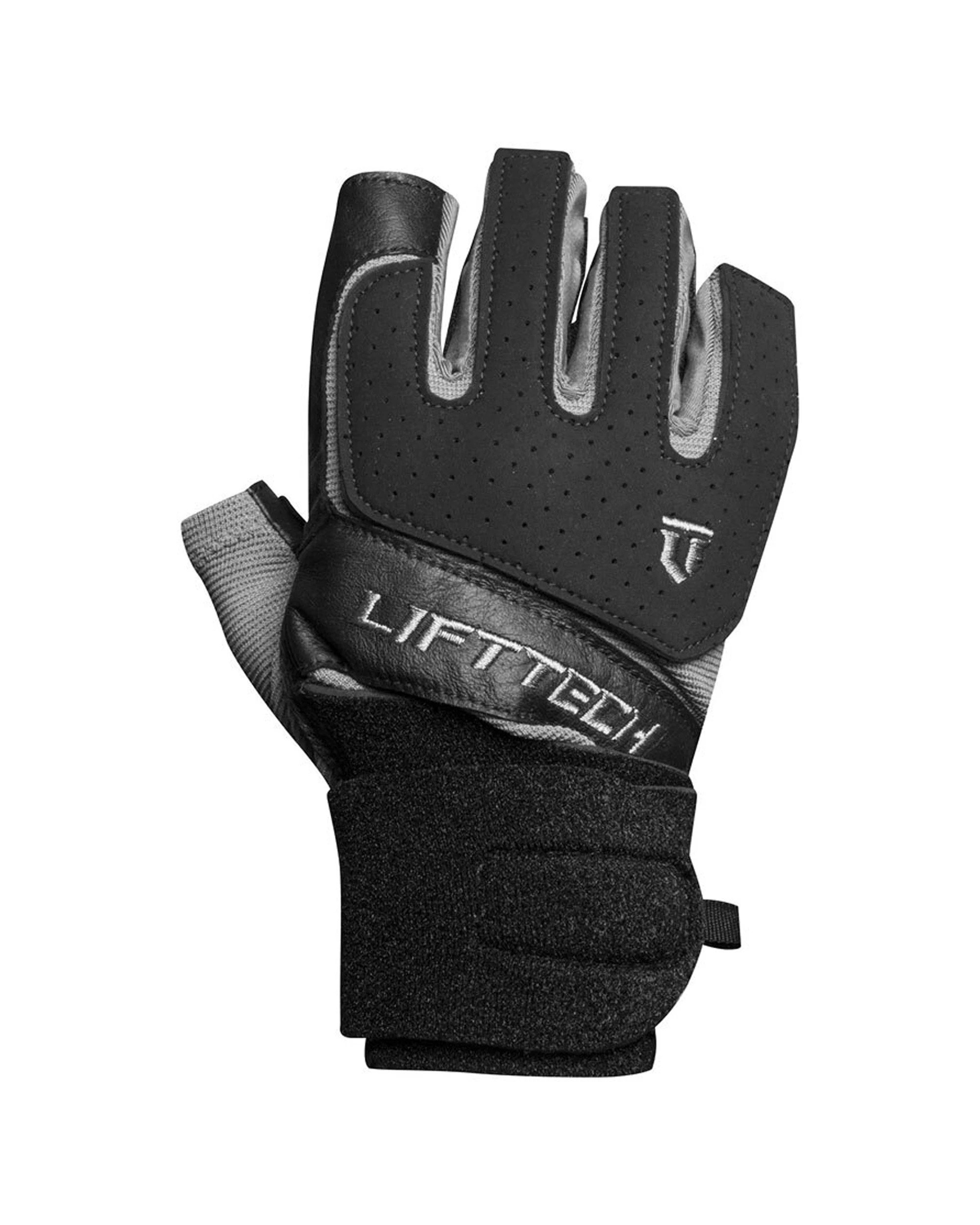2 Lifttech Fitness Klutch Weight Gloves Wrist Support With Wrist Wrap - L - Black, 2 of 3