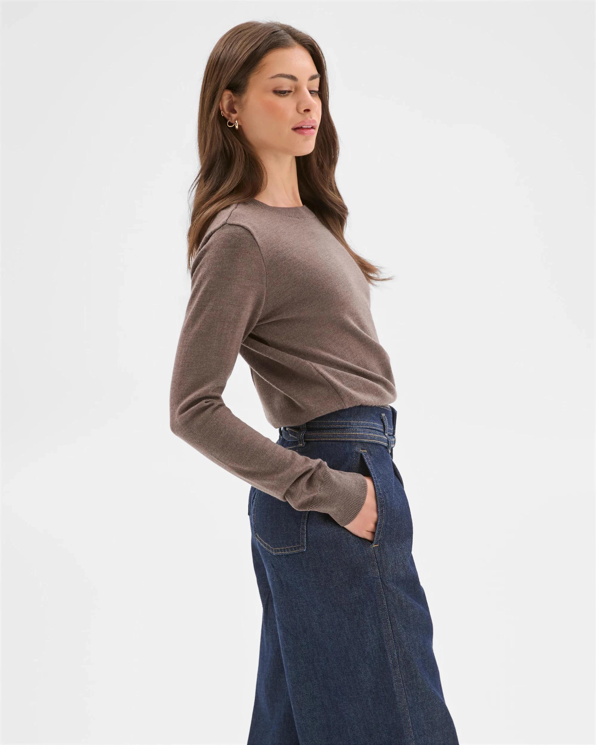 6 Target Petites Petites Australian Merino Wool Crew Neck Sweater TAUPE, 6 of 8