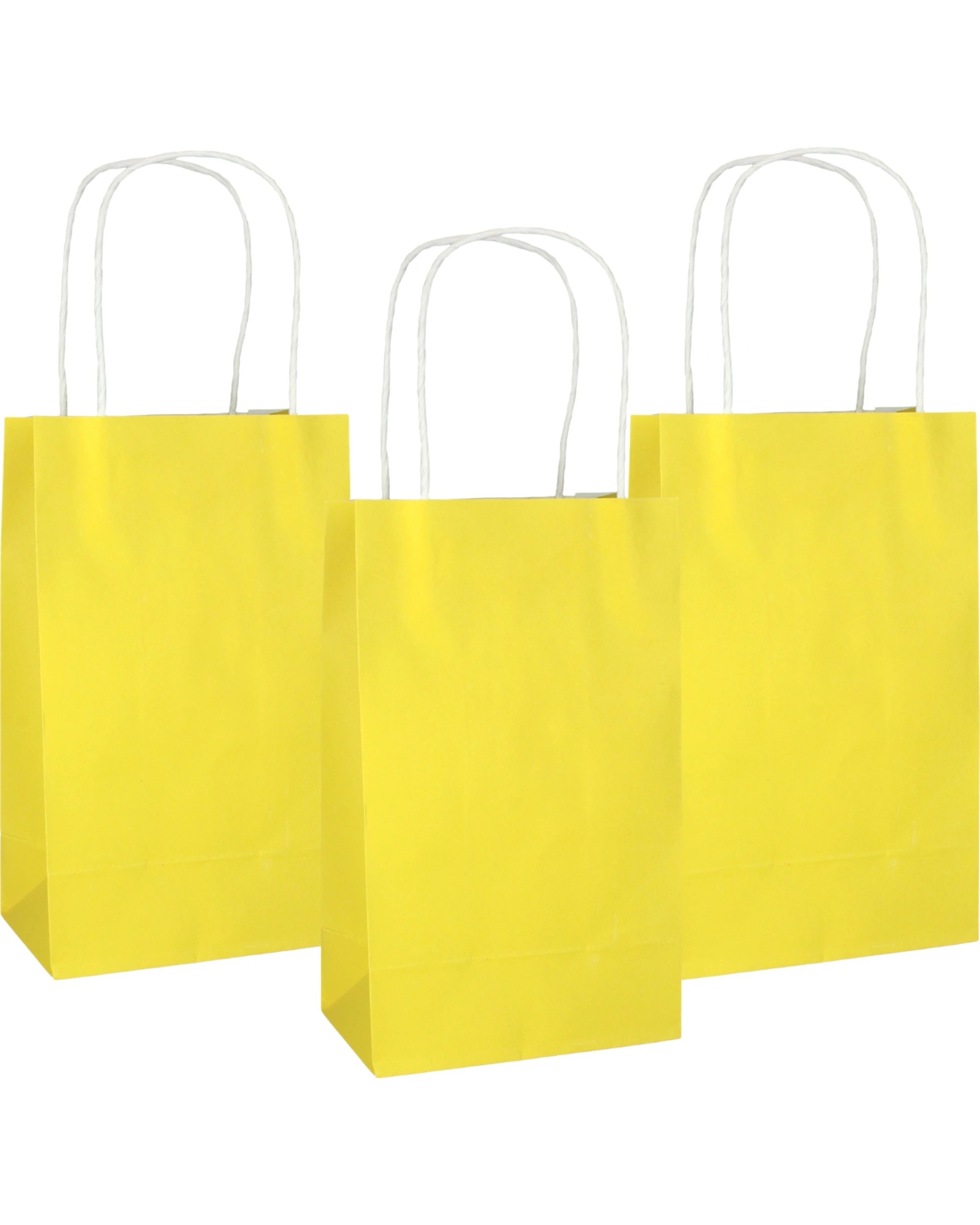 1 Alpen Yellow Paper Gift Bags 21.5cm Pack of 5 - Yellow, 1 of 3