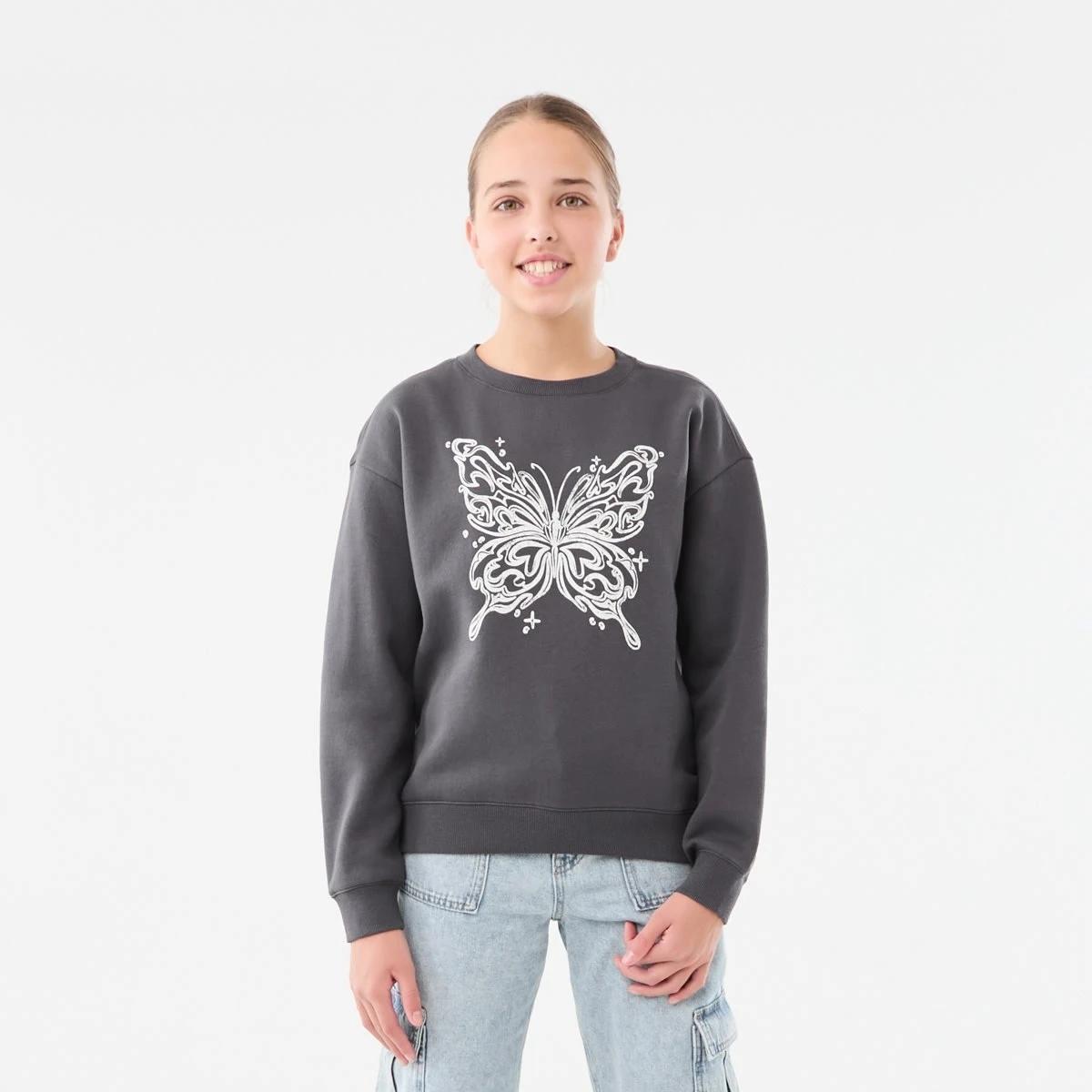 1 Print Crew Neck Sweatshirt Butterfly, 1 of 8