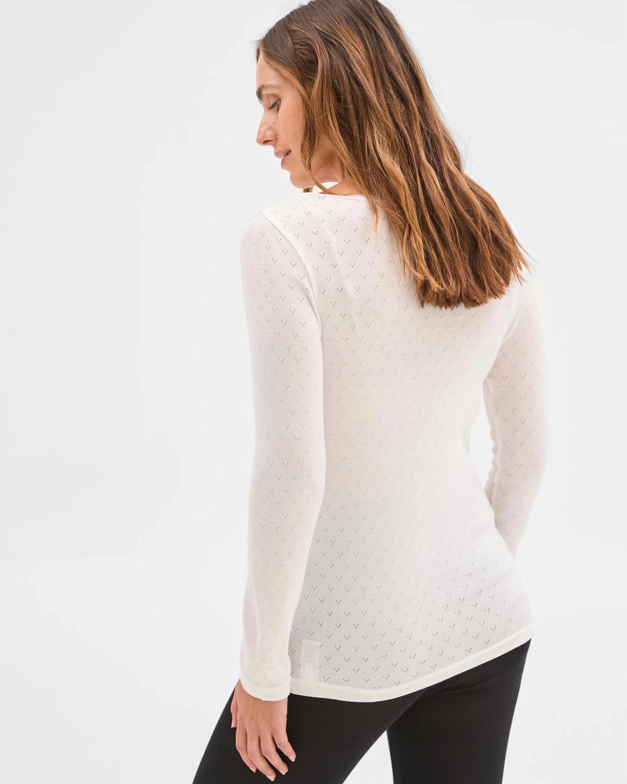 5 Target Woman Long Sleeve Pointelle Thermal Top WHITE, 5 of 5