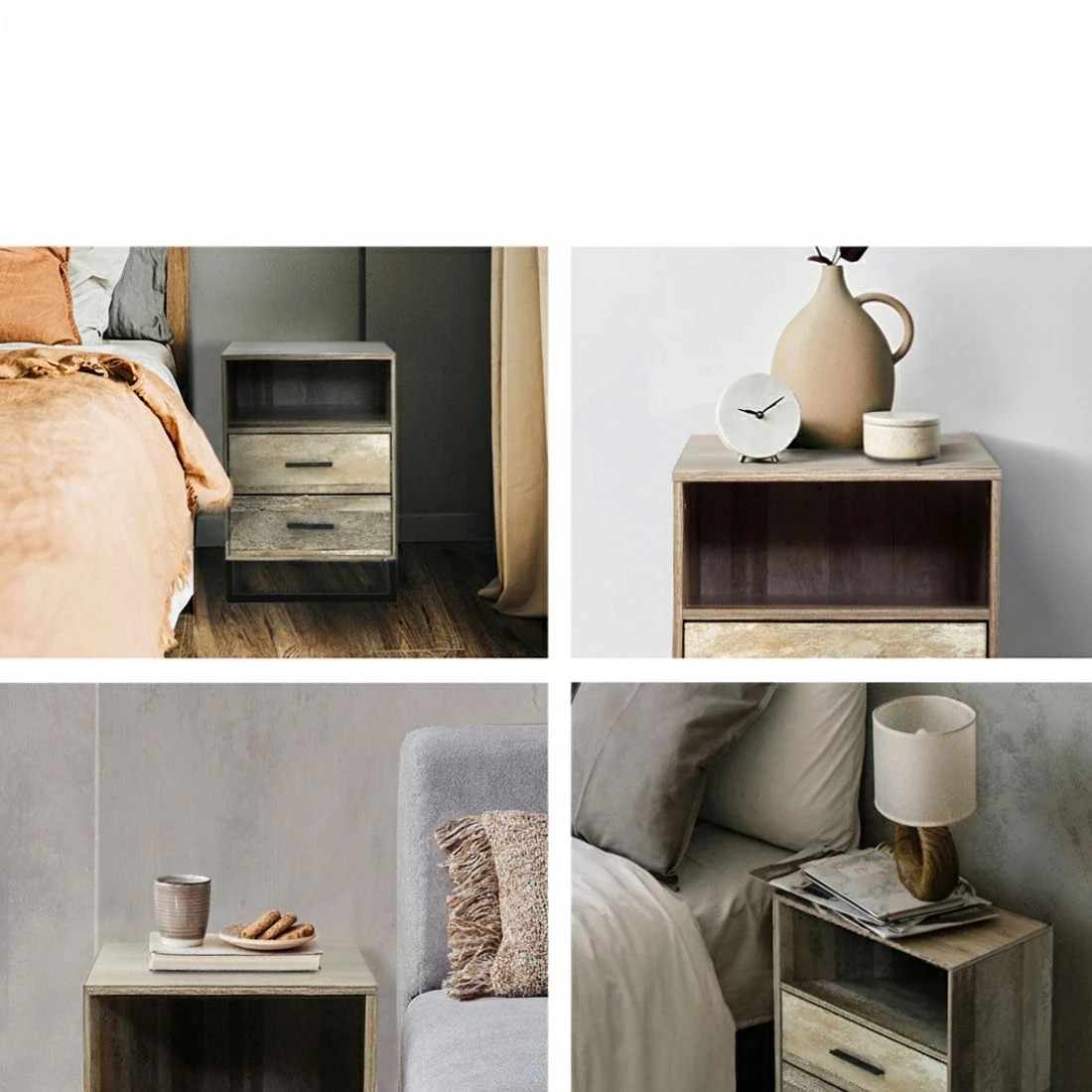 4 Artiss Bedside Table 2 Drawers with Shelf - Natural, 4 of 5