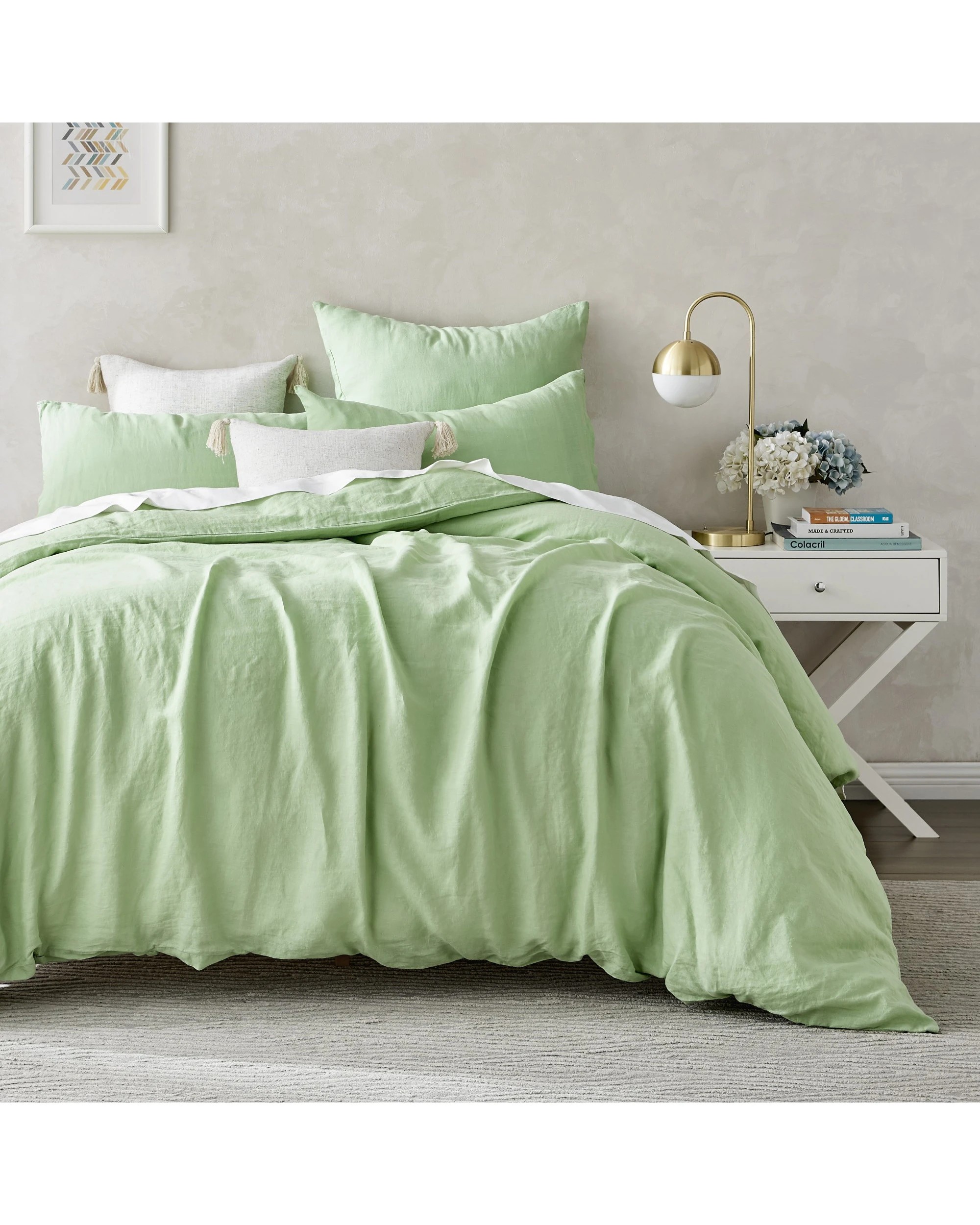 1 Natural Home 100% European Flax Linen Quilt Cover Set - Super King Bed - Sage, 1 of 9