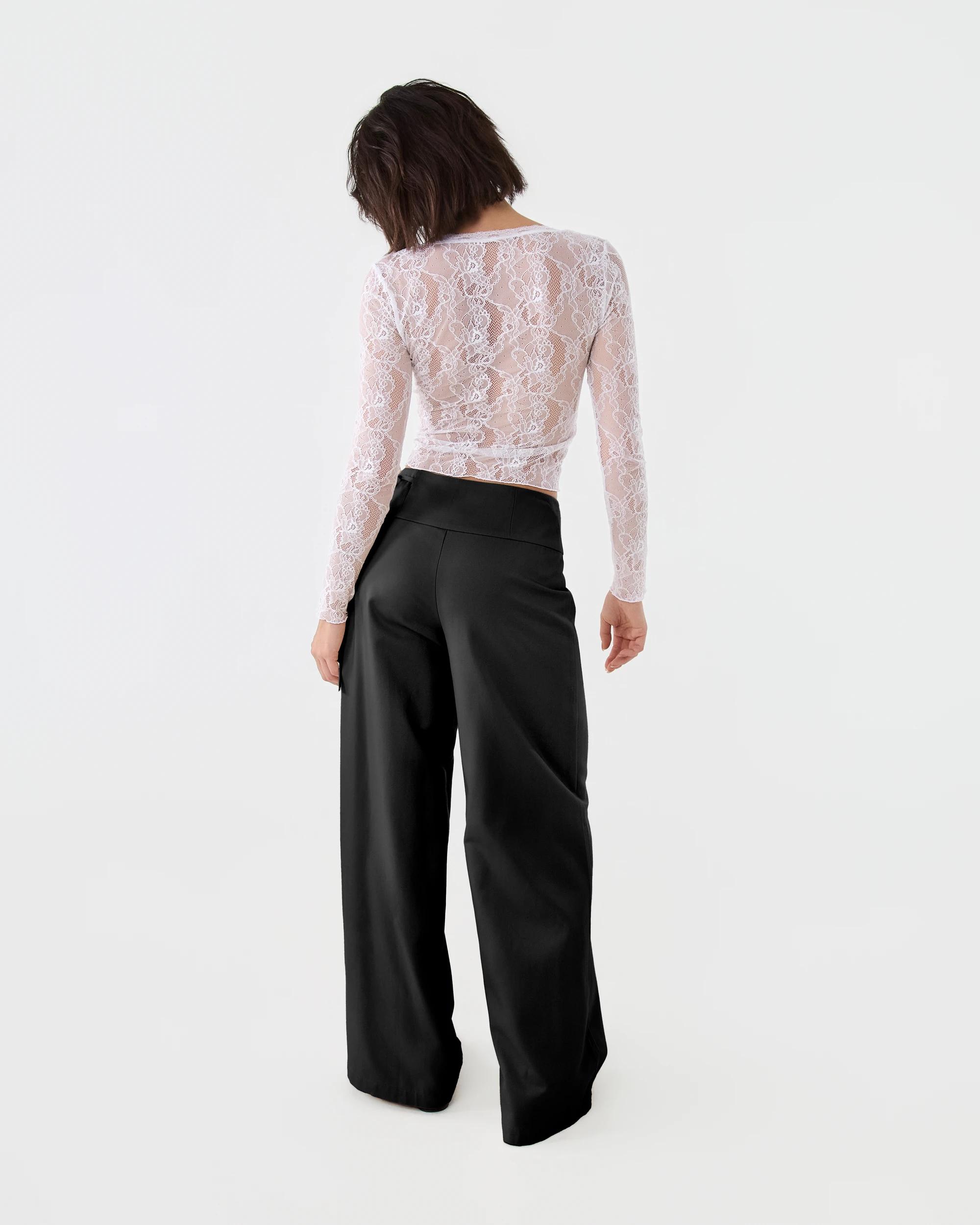 4 Side Tie Wide Leg Pants Black, 4 of 7